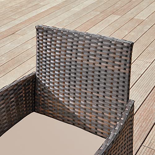 Detalle de SONGMICS Conjunto de Muebles de Jardín GGF004K05 – Ratán PE, marco de metal y cojines 5 cm