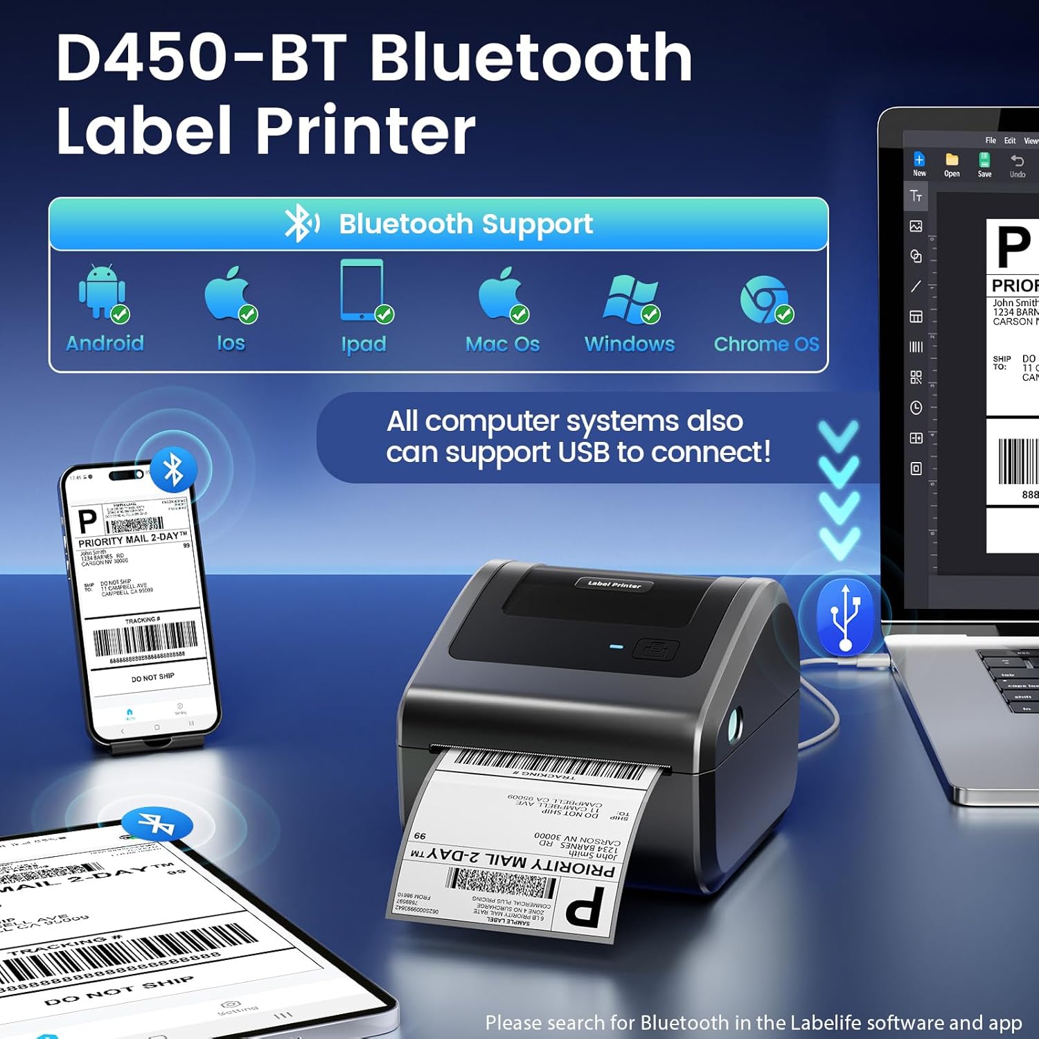 Thumbnail 1 de Omezizy D450BT 4x6 Thermal Label Printer