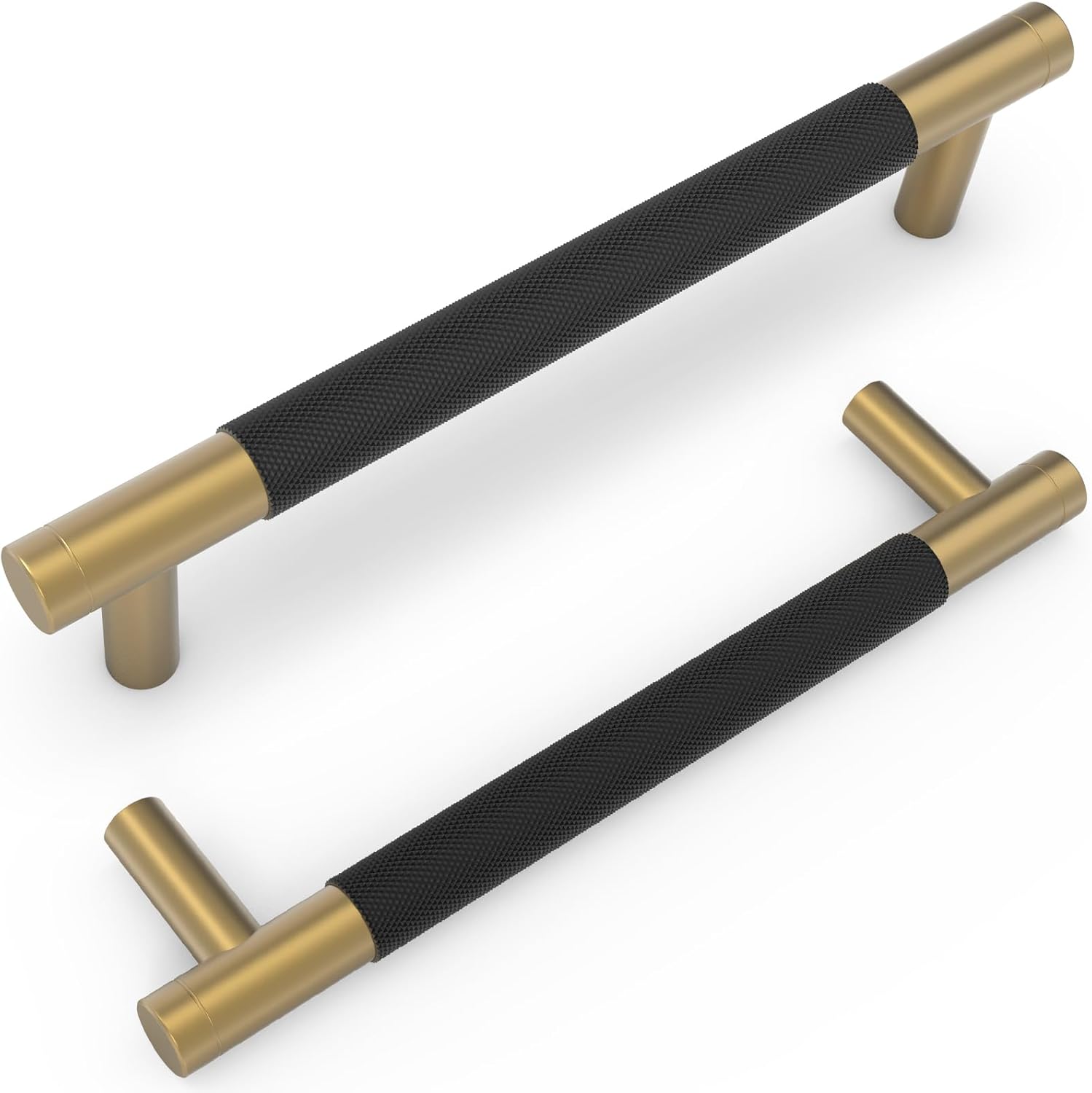 damerin 10er Pack Schrankgriffe 128 mm schwarz & champagner bronze, gerändelt