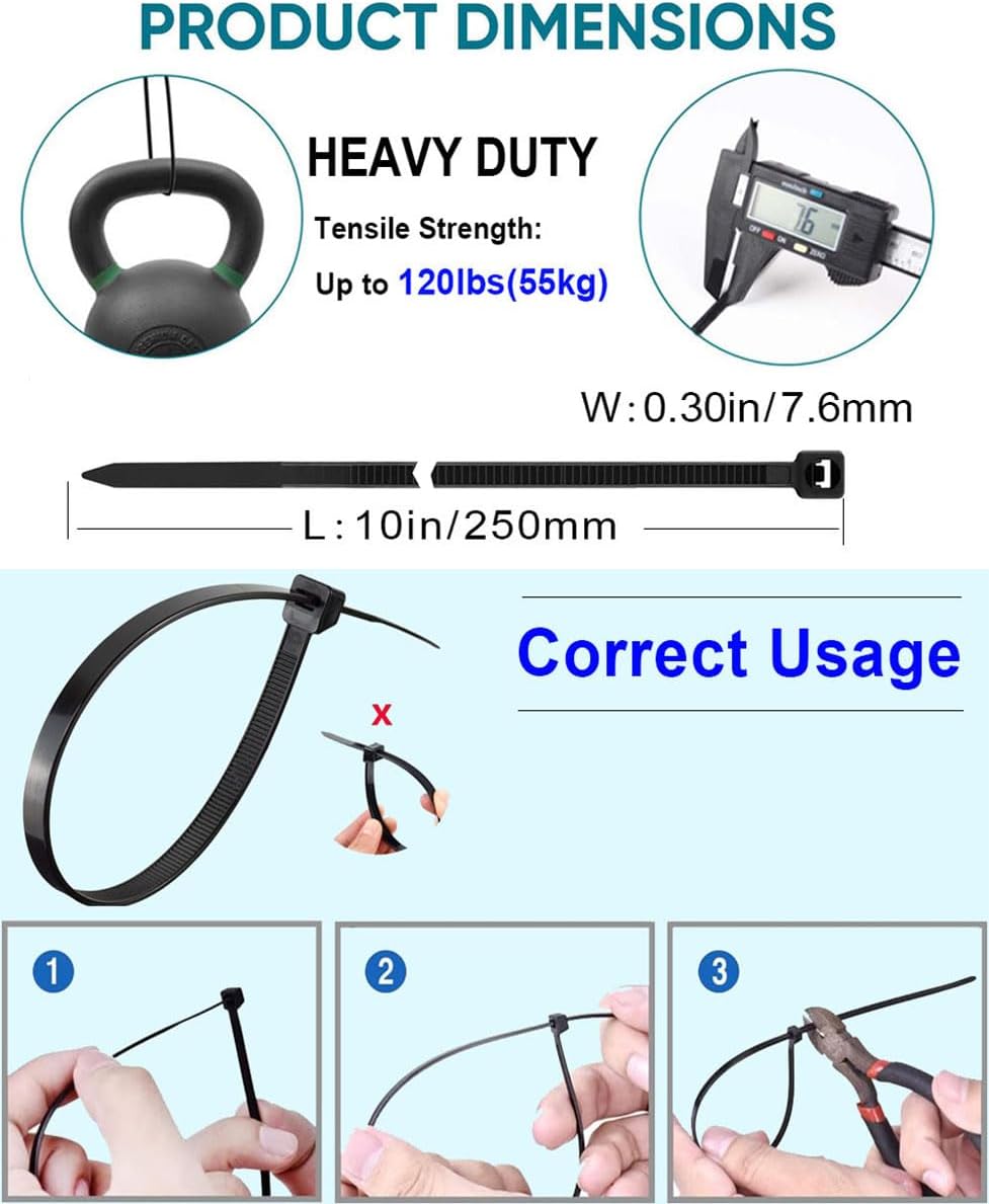 Detalle 2 de Viuxule heavy duty cable ties 250mm x 7.6mm