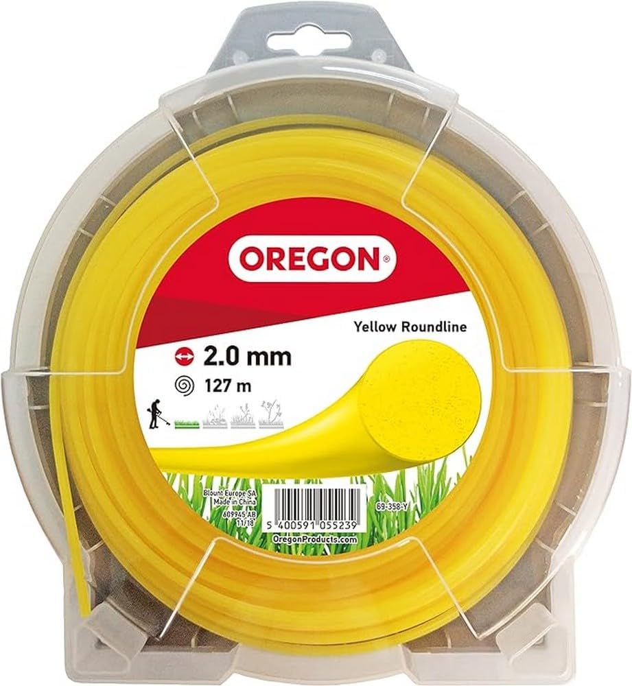 Oregon Yellow Round 2mm Strimmer Line (2.0mm x 127m) for thick weeds & long grass