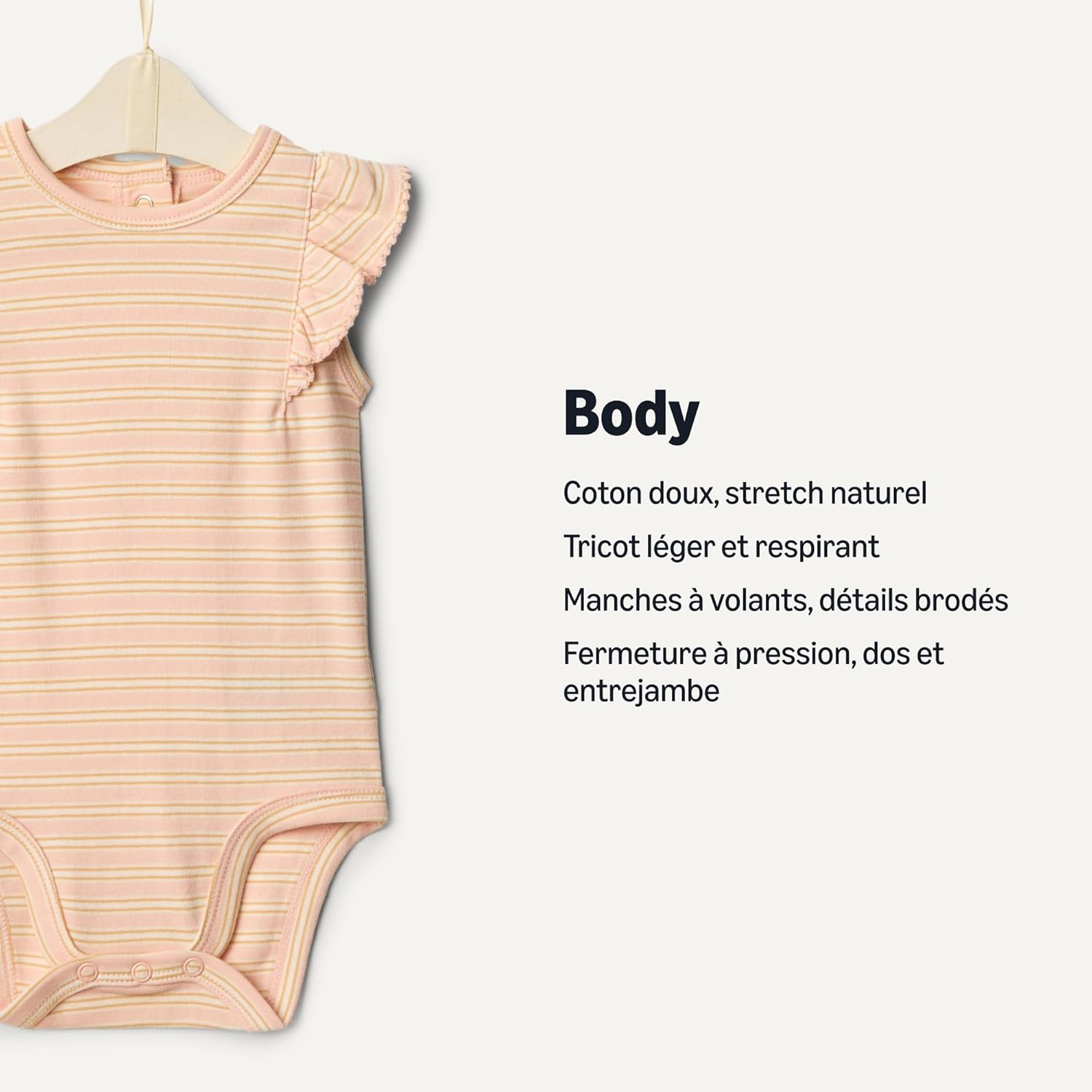 Thumbnail 1 de Lot de 2 bodies bébé fille en coton Amazon Essentials x Sofia Grainge : manches volantées et détails brodés