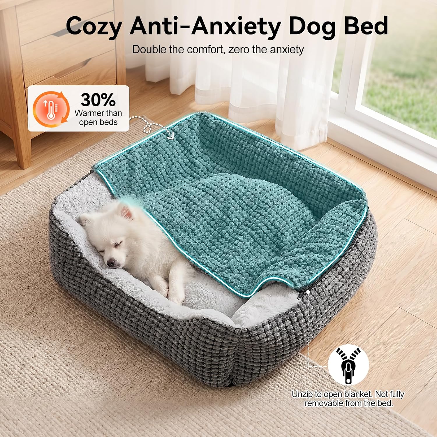 Detalle 2 de GASUR Hooded Dog Bed, 35 Inches