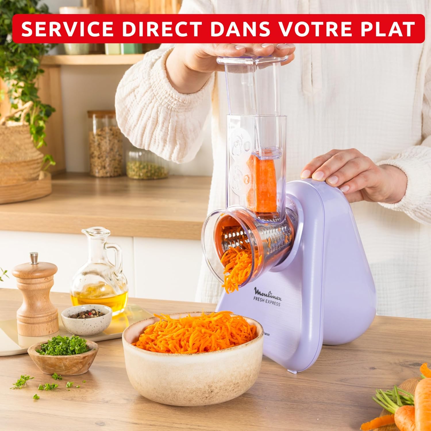 Thumbnail 2 de Moulinex Fresh Express DK8546E0 – découpe-légumes électrique émincer, trancher et râper, lilas