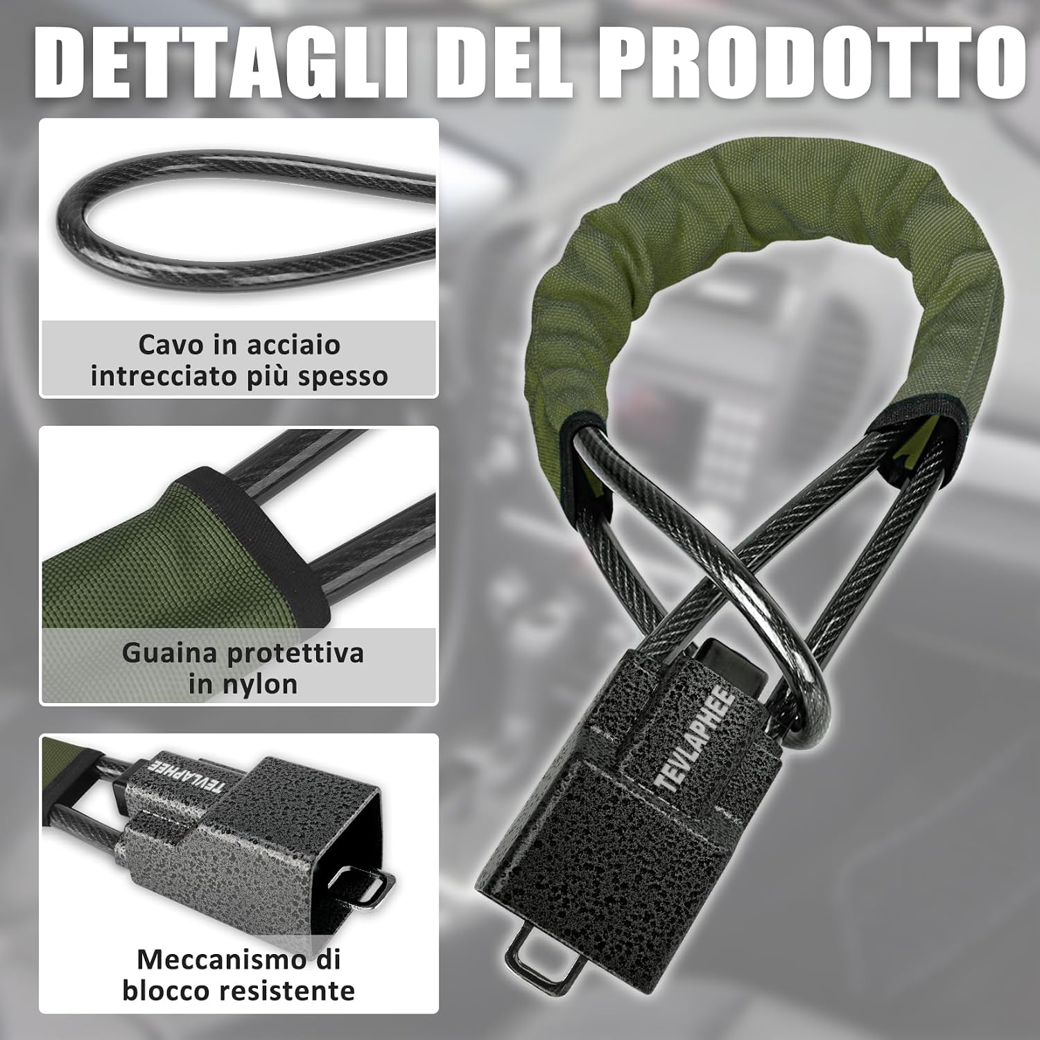 Detalle 2 de Tevlaphee Blocca Sterzo 3 Chiavi
