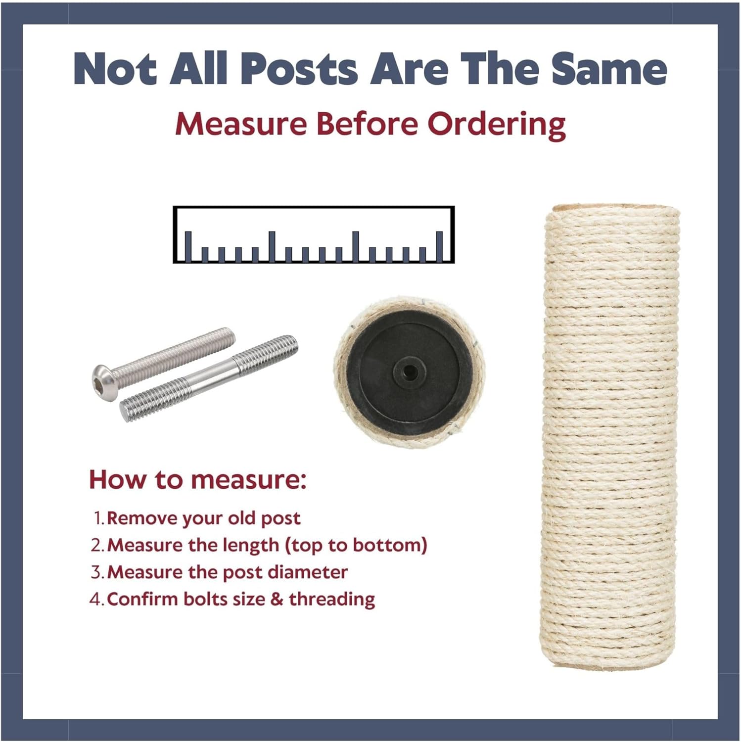 Detalle de TRIXIE Replacement Sisal Post for Scratching Posts, Cat Trees and Cat Towers (3.5 in x 15.7 in)