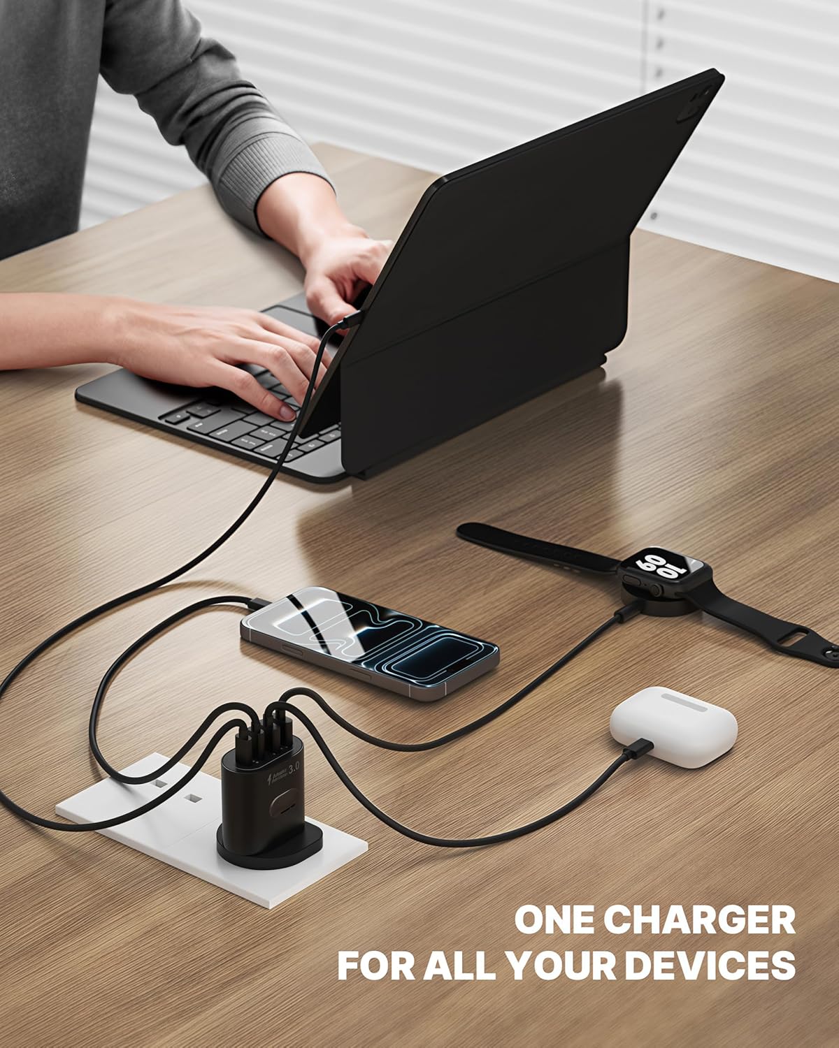 Detalle de 4-Port USB-C Charger 60W Dual GaN