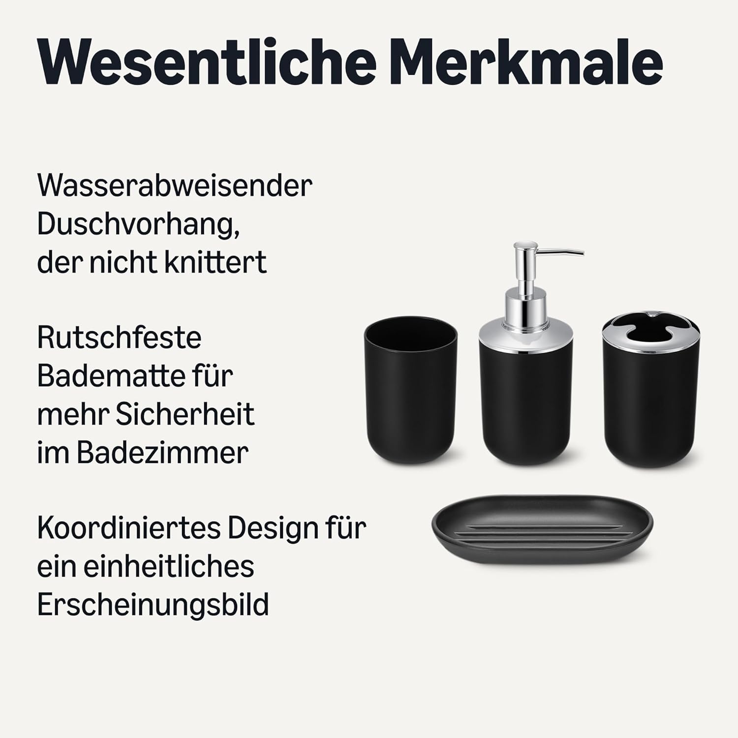 Detalle 2 de Amazon Basics Badezimmer Zubehör Set 183×183 cm