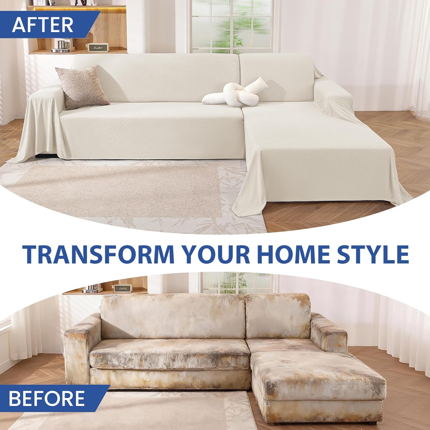 Thumbnail 6 de Ystyle Telo Copridivano Angolare 2 Pezzi – Copri Divano A L Antimacchia Lavabile 200x260 + 200x280 CM, crema