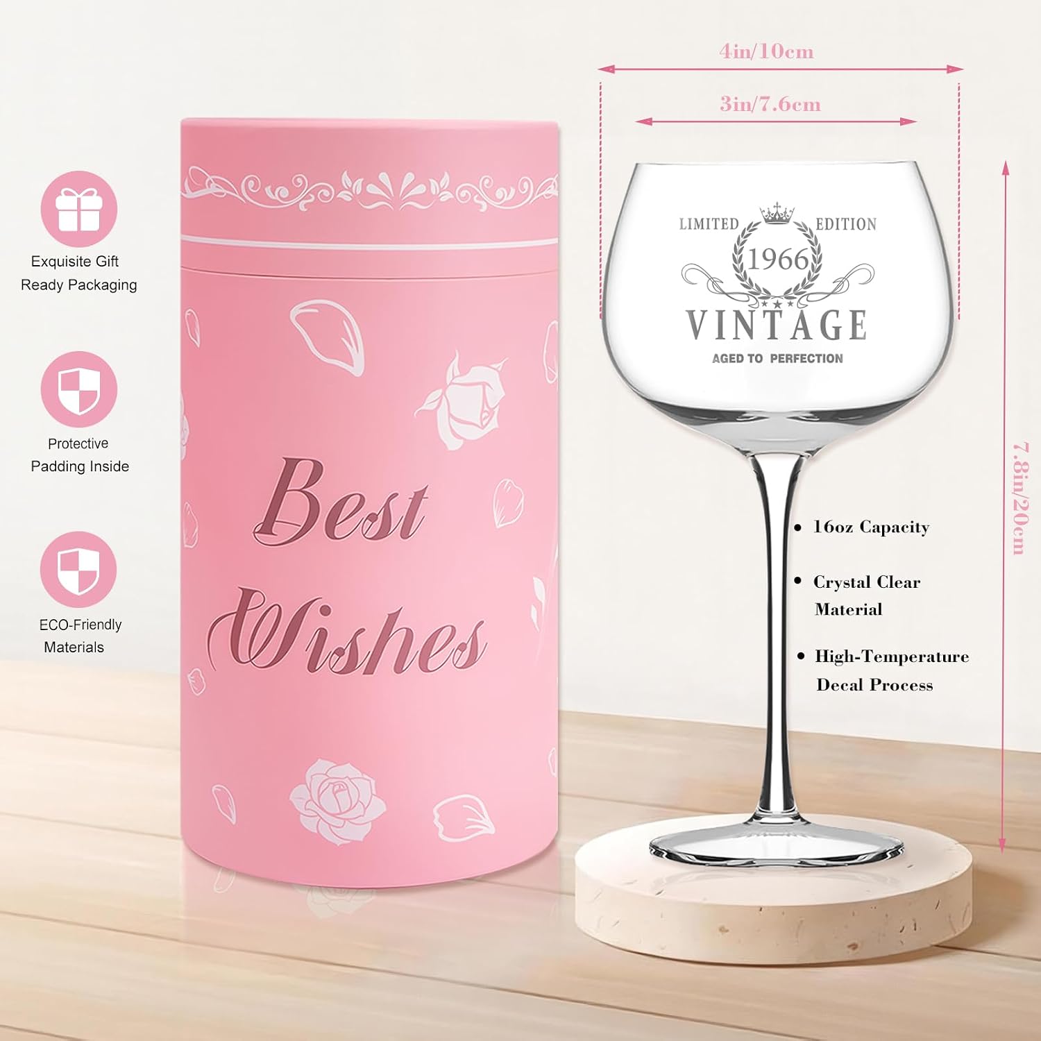 Detalle 2 de SHXWELL 60th birthday wine glass, Vintage 1966