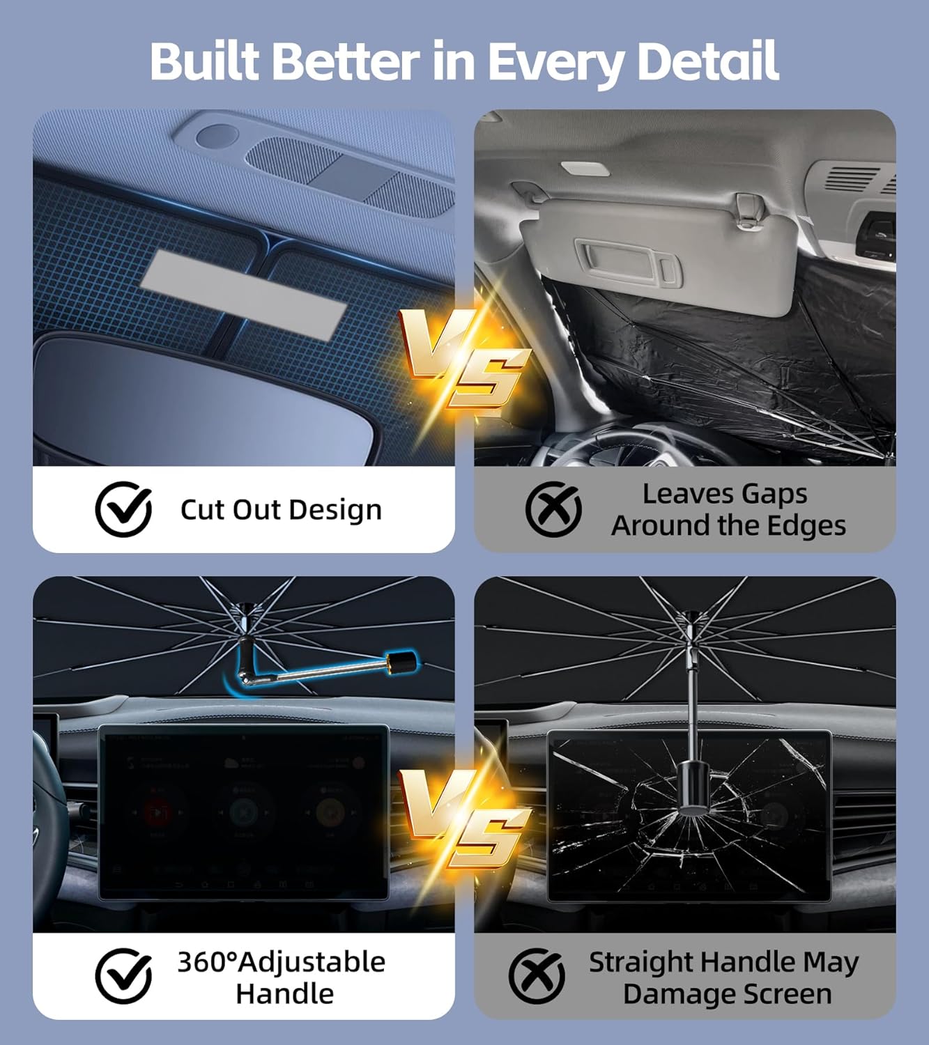 Thumbnail 5 de Windshield Sun Shade Umbrella for Hyundai Elantra (2017-2020) – Nano-Coated Heat-Reflective Front Window Shade