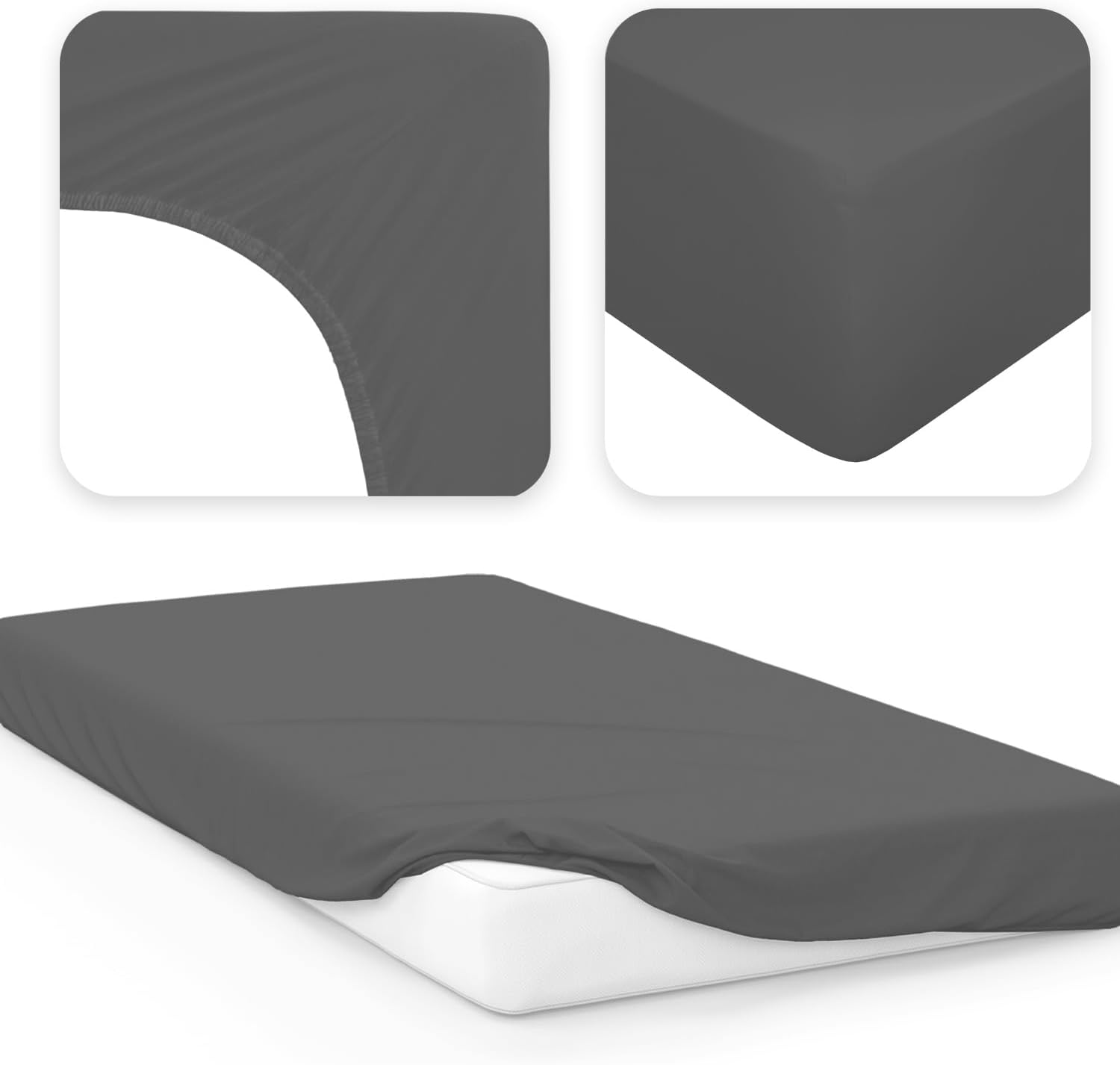 Detalle 2 de Jacobson BASIC Jersey-Spannbettlaken aus Baumwolle (60x120–70x140 cm) in Anthrazit
