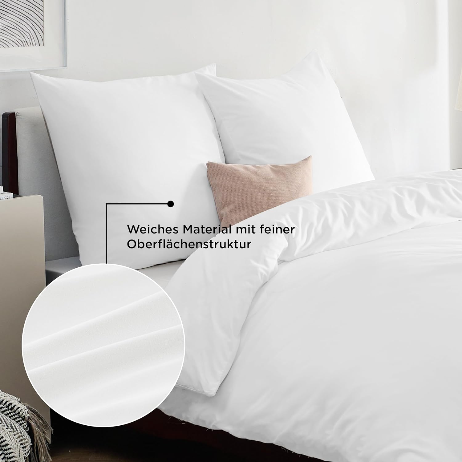 Thumbnail 3 de BEDSURE Bettwäsche 200x200 3-teilig Weiß – ÖKO-TEX, Mikrofaser, Reißverschluss