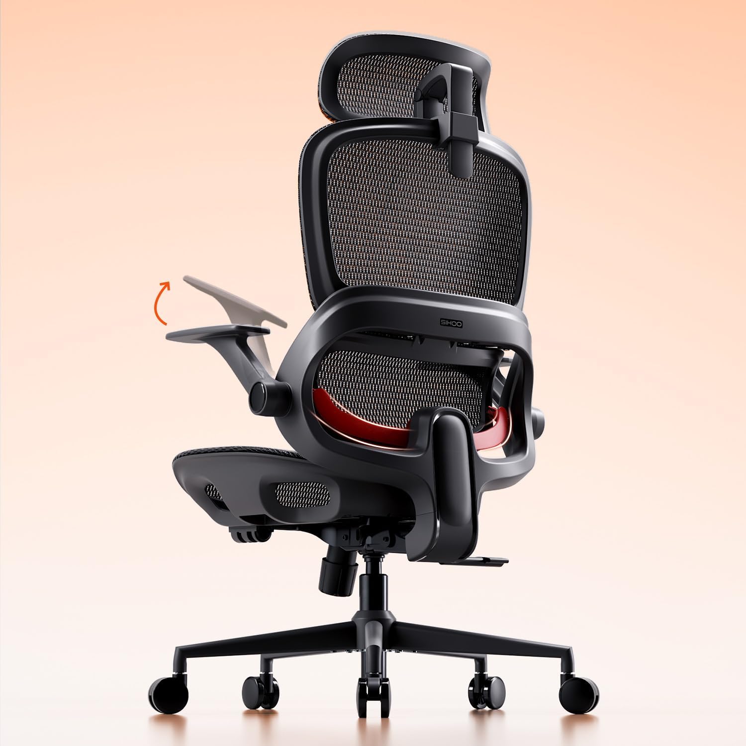 SIHOO B100 : chaise de bureau ergonomique à maille respirante, support lombaire dynamique et inclinaison 90–135°
