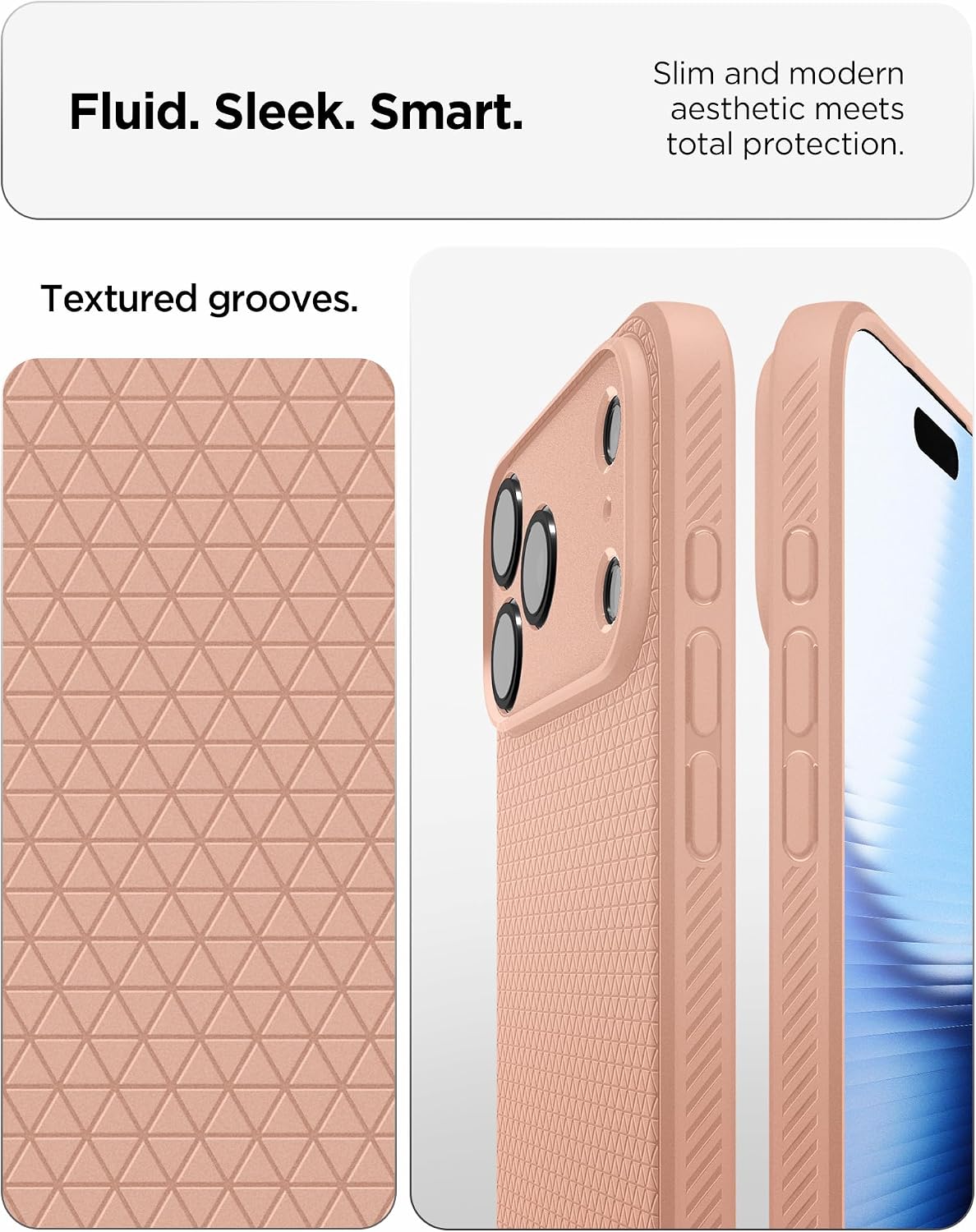 Detalle de Spigen Coque Liquid Air pour iPhone 17 Pro Max (édition 2025, flexible) – Rose Titane