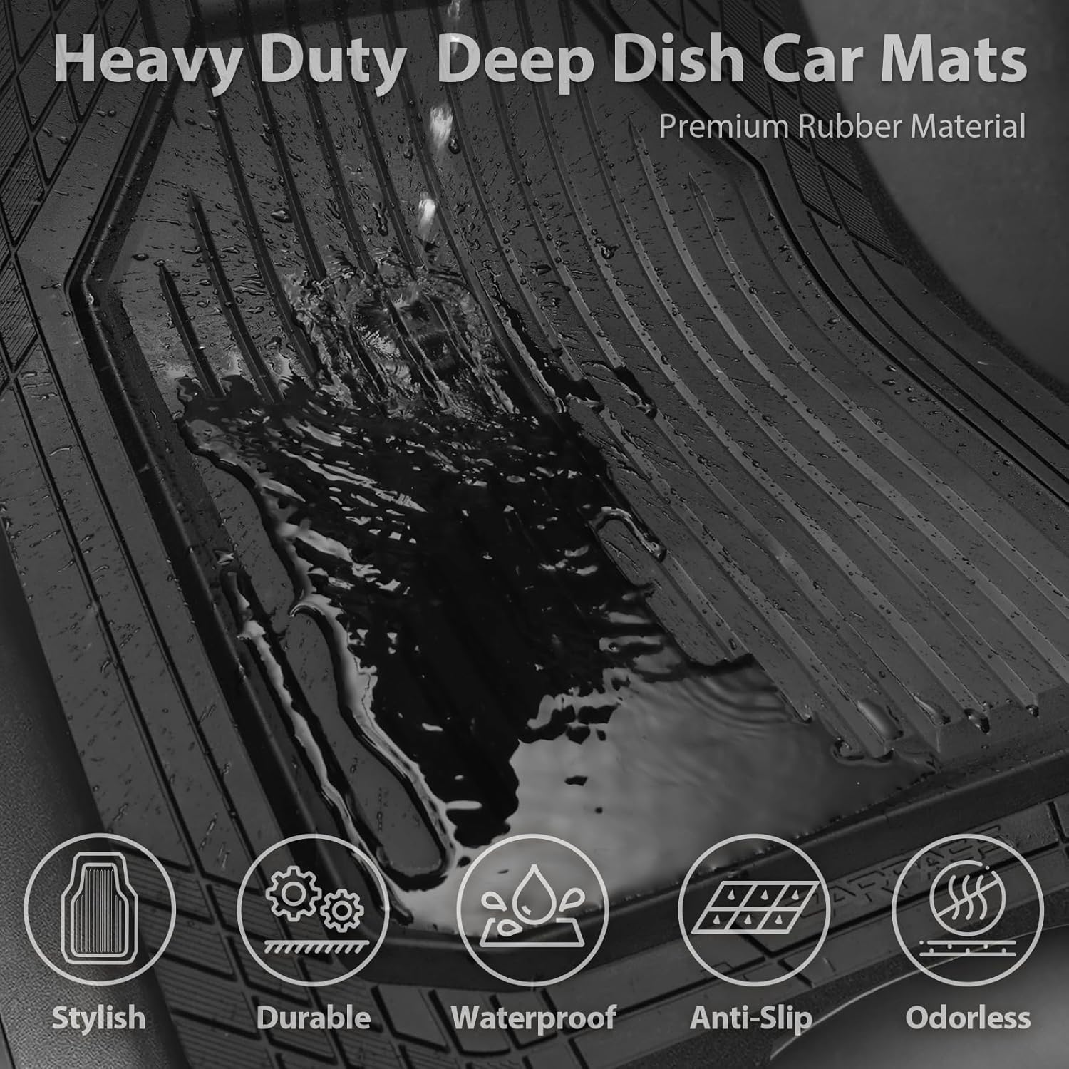 Thumbnail 4 de CAR PASS Heavy Duty Rubber Floor Mats 3pcs