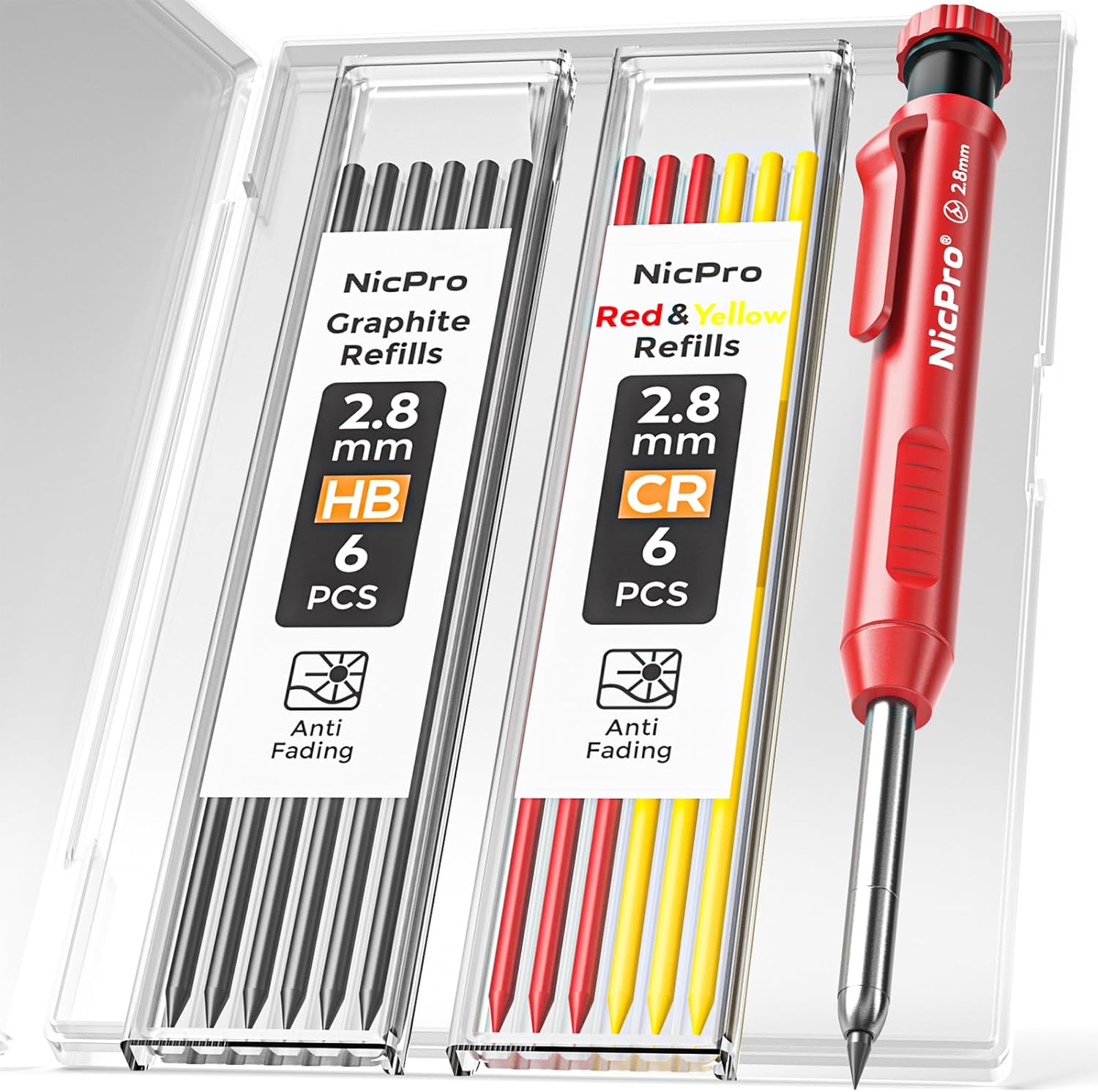 Thumbnail 6 de Nicpro Deep Hole Marker Pencil Set (6-colour carpenter pencil set with mechanical marker and built-in sharpener)