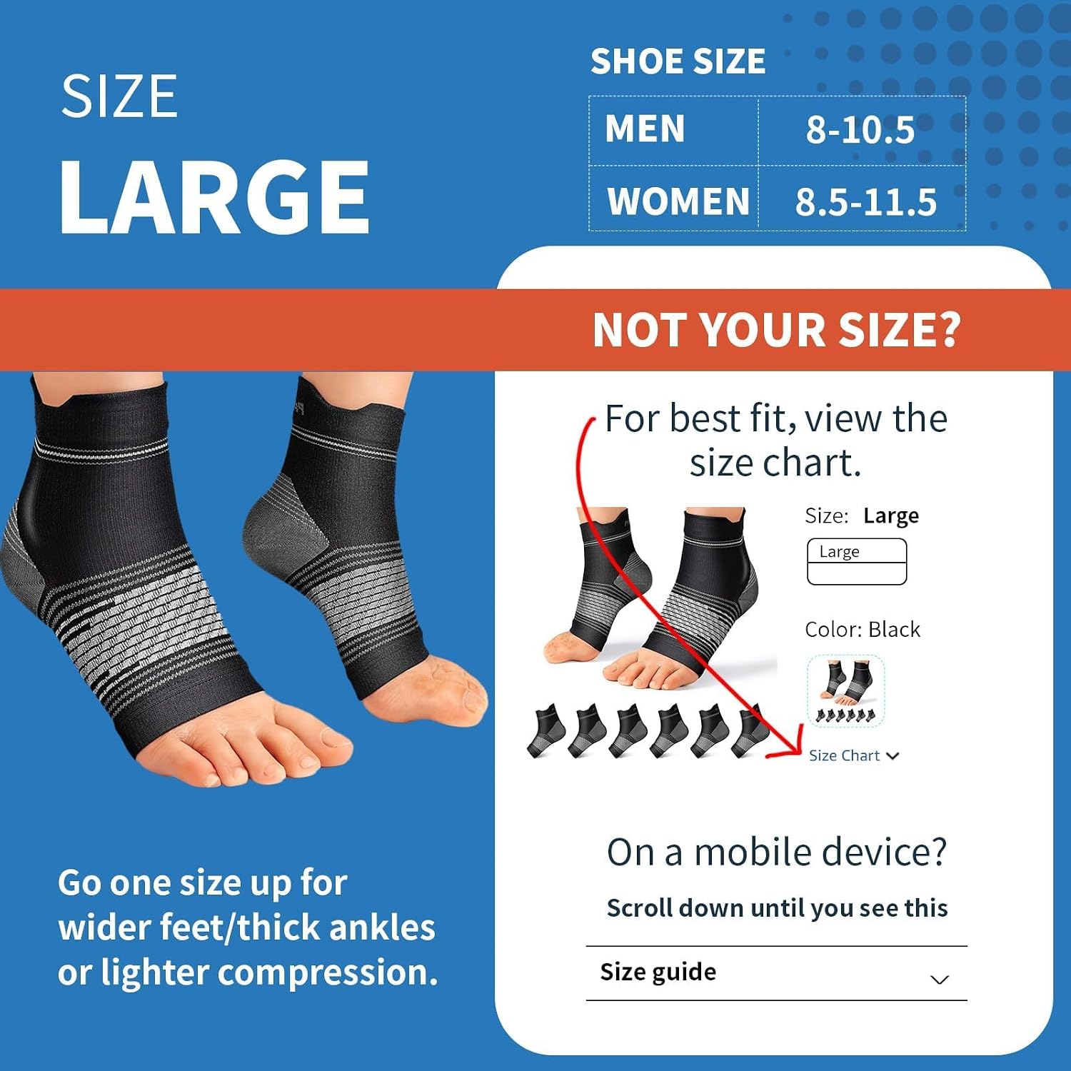 Detalle de Plantar Fasciitis Sock 6 Pairs Compression Sleeves