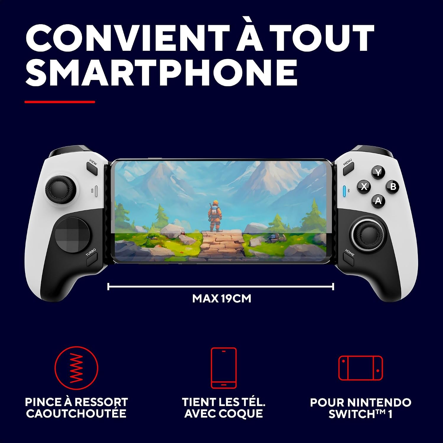 Detalle 2 de GXTrust Rynox draadloze mobiele gamecontroller met Hall-effectjoysticks en harde hoes