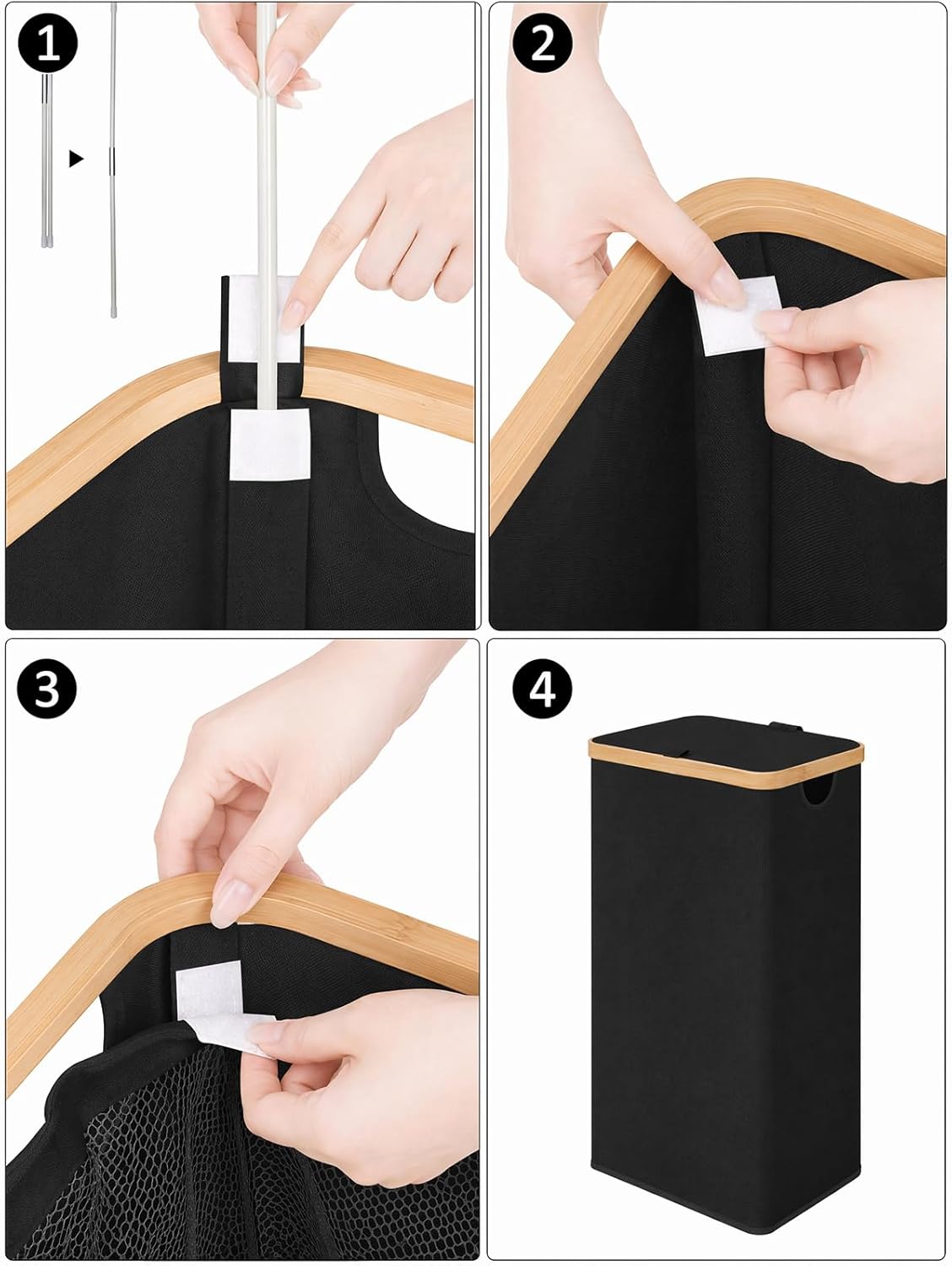 Detalle de iEGrow 110L Laundry Hamper with Lid (Collapsible) in Black