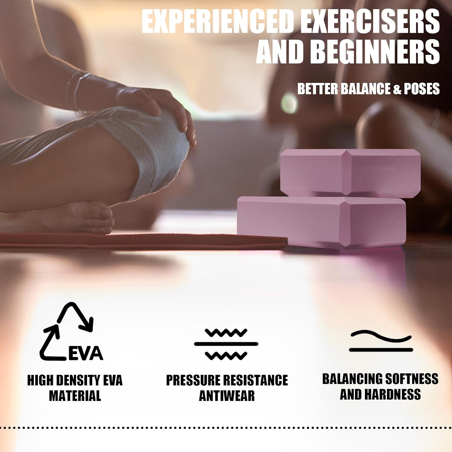 Detalle 1 de Septo 1 Yoga Blocks, 9 x 6 x 3-Inch EVA Foam, Pink 2-Pack
