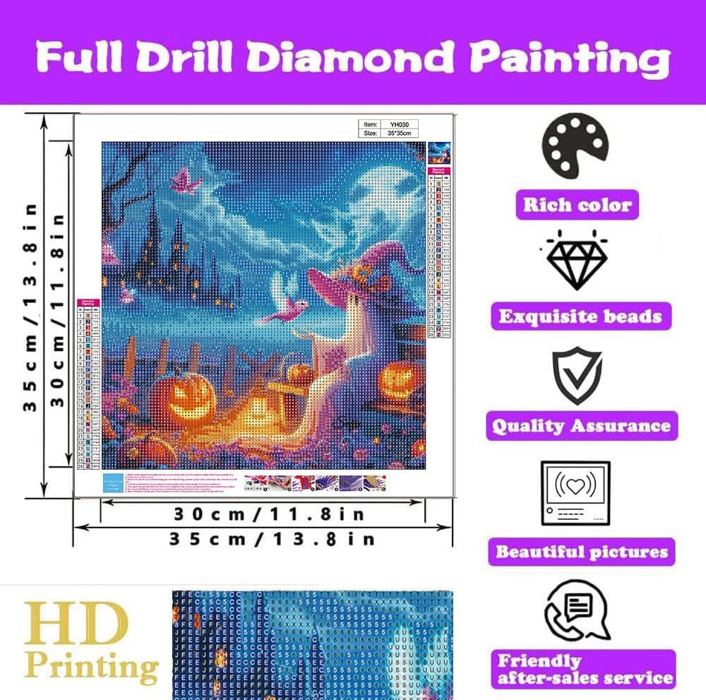 Detalle de WUSARPLY Halloween diamond painting kit, 13.8-inch canvas