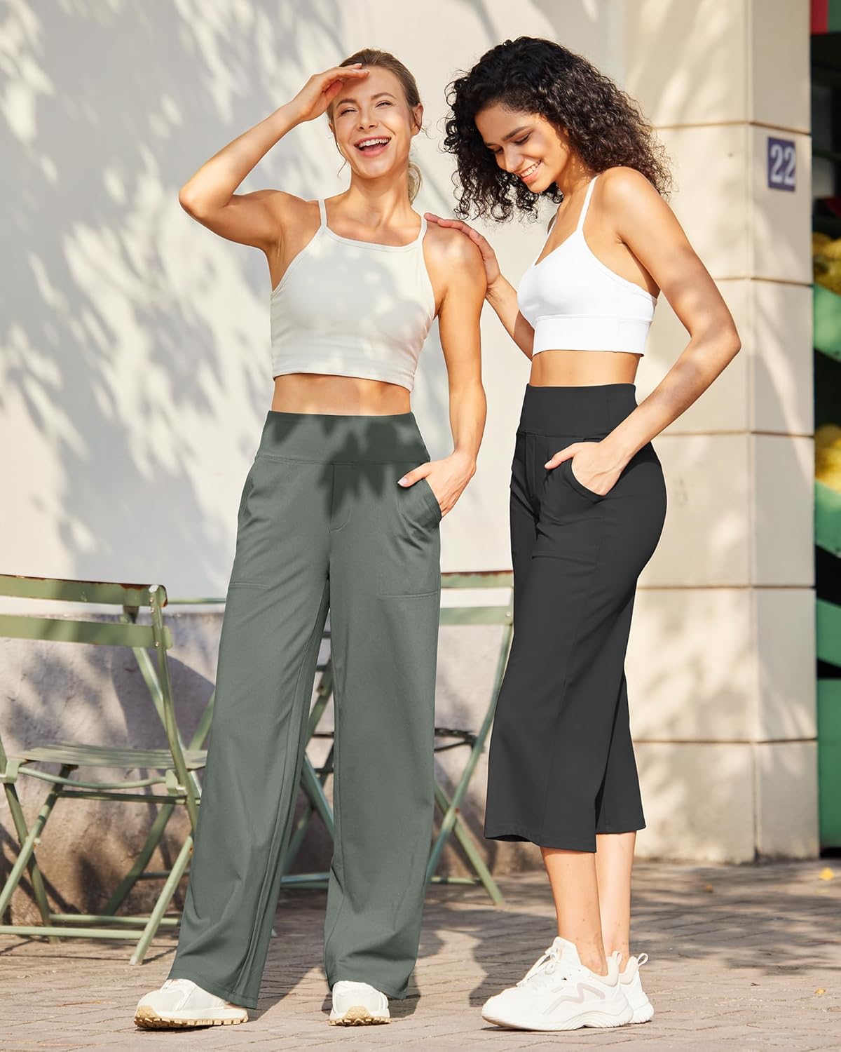 Thumbnail 4 de G4Free Yoga Damenhose Hohe Taille Kleiderhose mit 4 Taschen – Elegant Stretch, Weites Bein