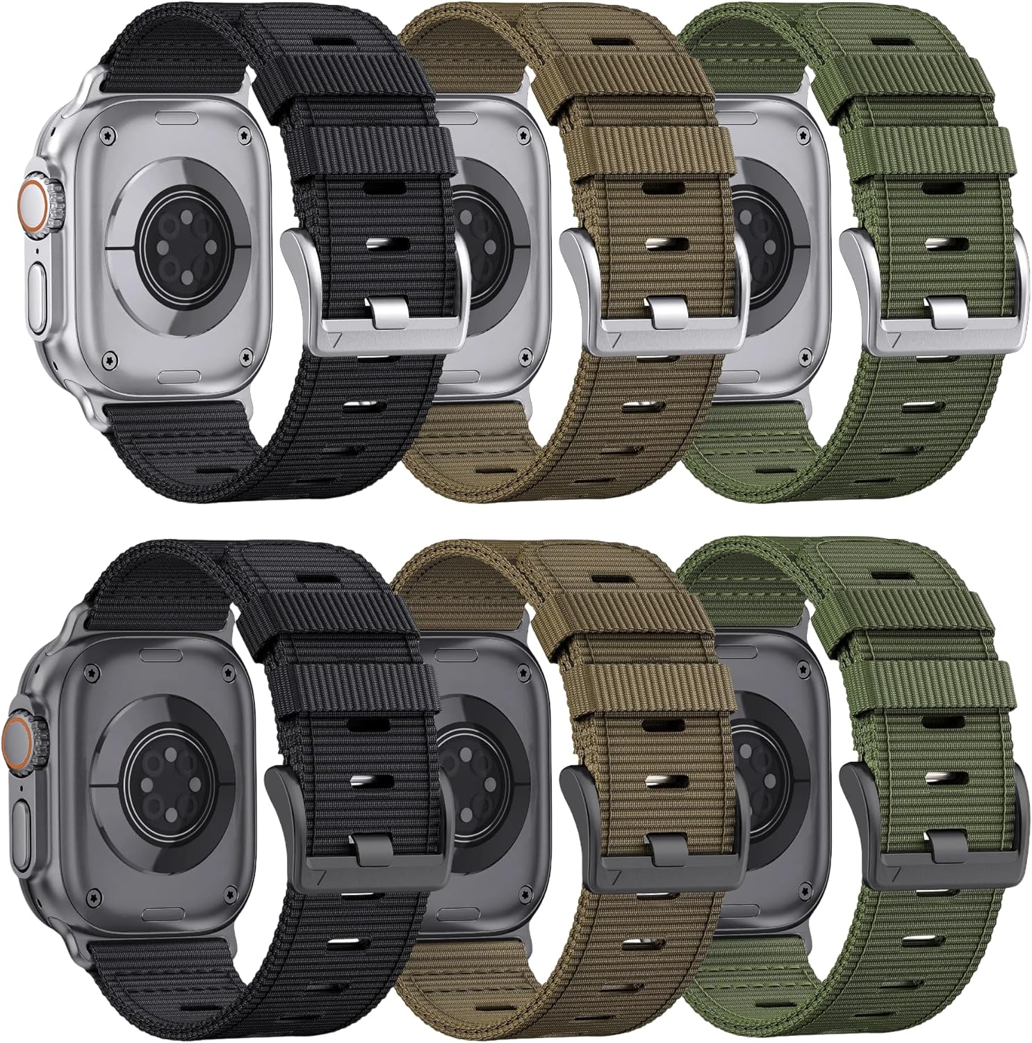 Detalle de Nylon Watch Band for Apple Watch Ultra 3/2/1 (49mm/46mm/45mm/44mm/42mm) — Breathable Adjustable Loop Strap