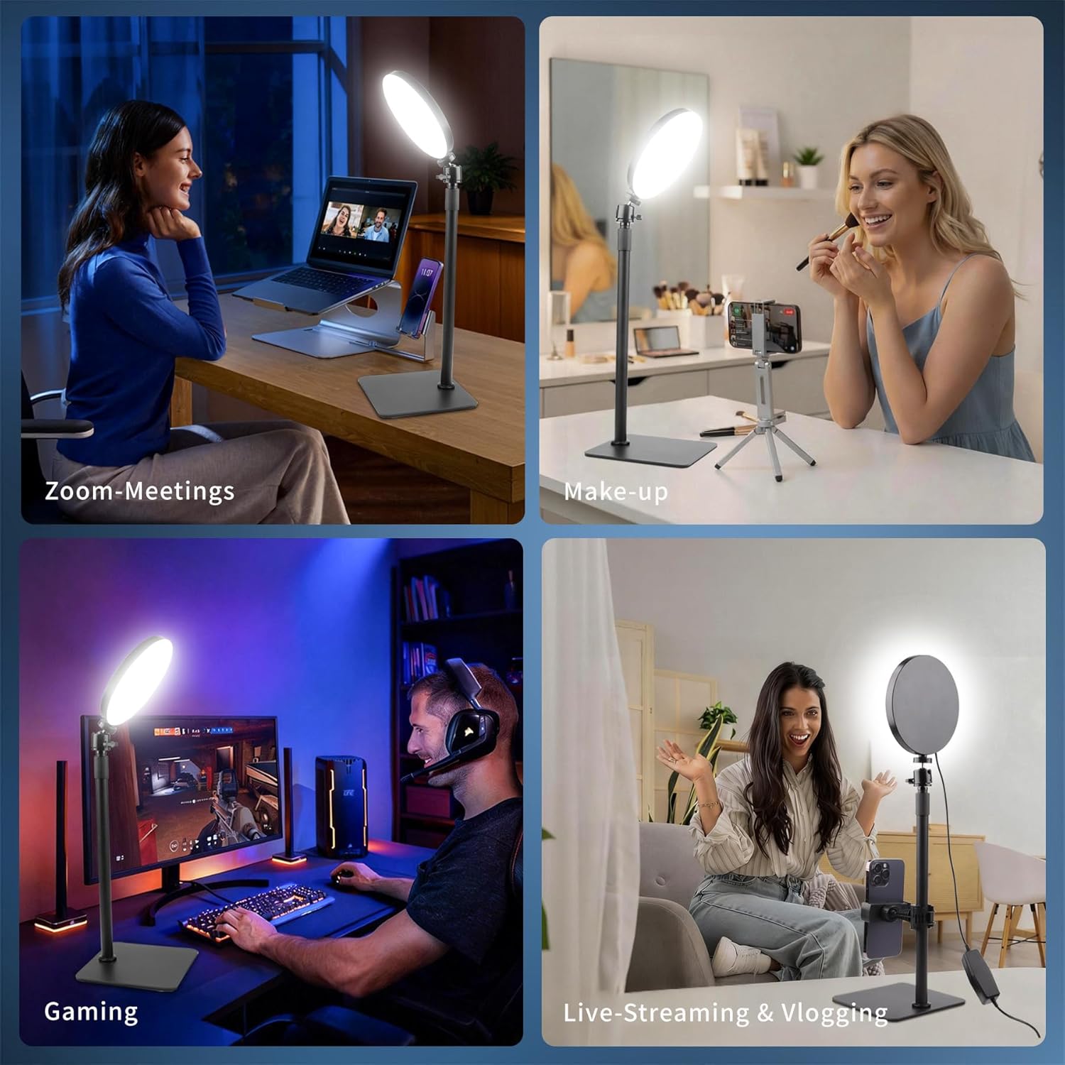 Thumbnail 6 de Aogled Lumière Vidéo LED pour Conférences Zoom – Kit éclairage USB avec Support Téléphone et 3 modes de couleur