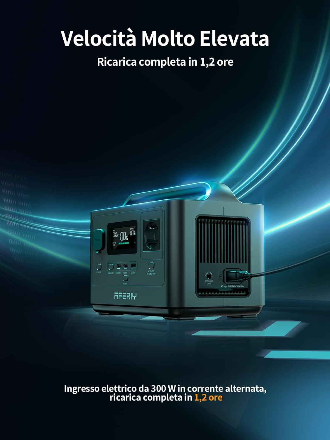 Thumbnail 1 de AFERIY 400W Stazione di Energia Portatile con Batteria LiFePO4 256Wh – Ricarica rapida, 5 uscite e UPS 230V