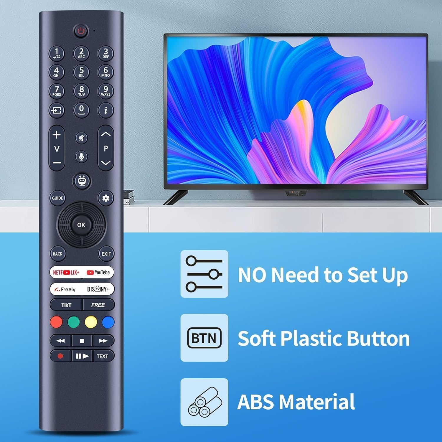 Detalle 2 de TCNOUMT RC45195T-V1 Replacement IR Remote Control for Panasonic Smart TV