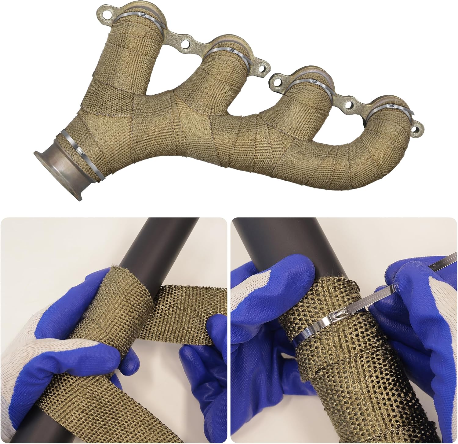 Detalle 2 de Foneso Titanium Exhaust Heat Wrap (5M) with 10 Stainless Ties for Car & Motorcycle