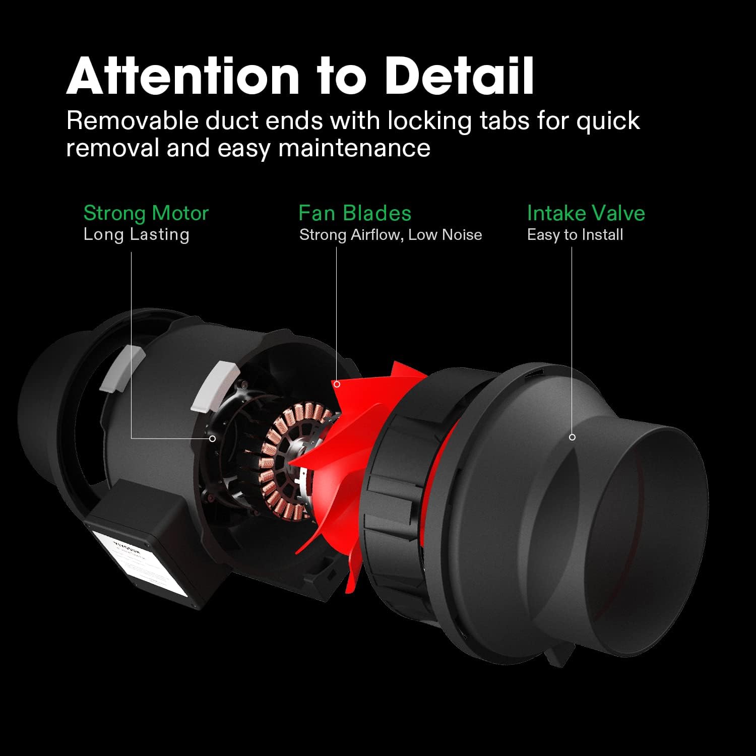 Detalle de VIVOSUN Inline Duct Fan 6 inch 390 CFM EC motor with speed controller (quiet pipe fan)