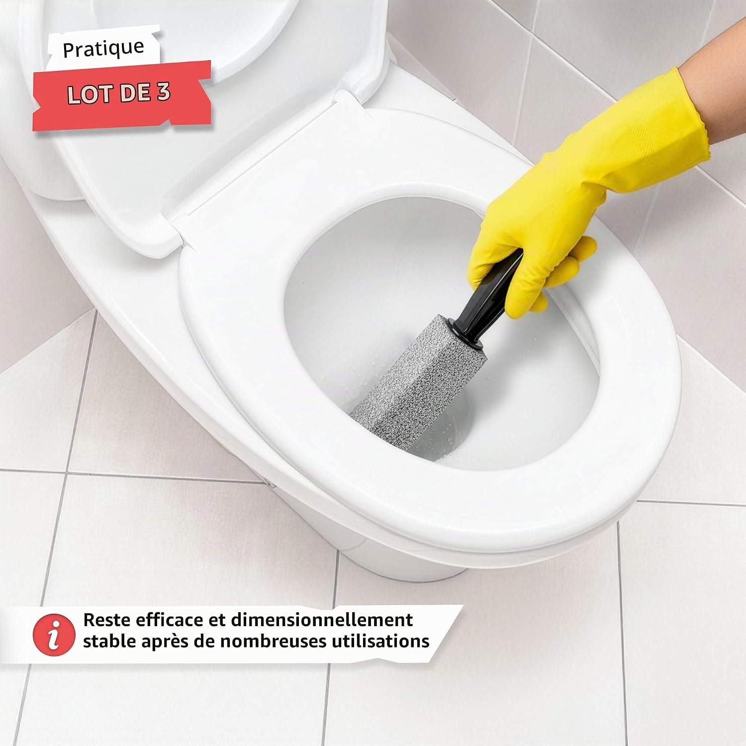 Detalle 1 de SPRINGER ZX6000 puimsteen voor toilet en badkamer, set van 3 met handgreep