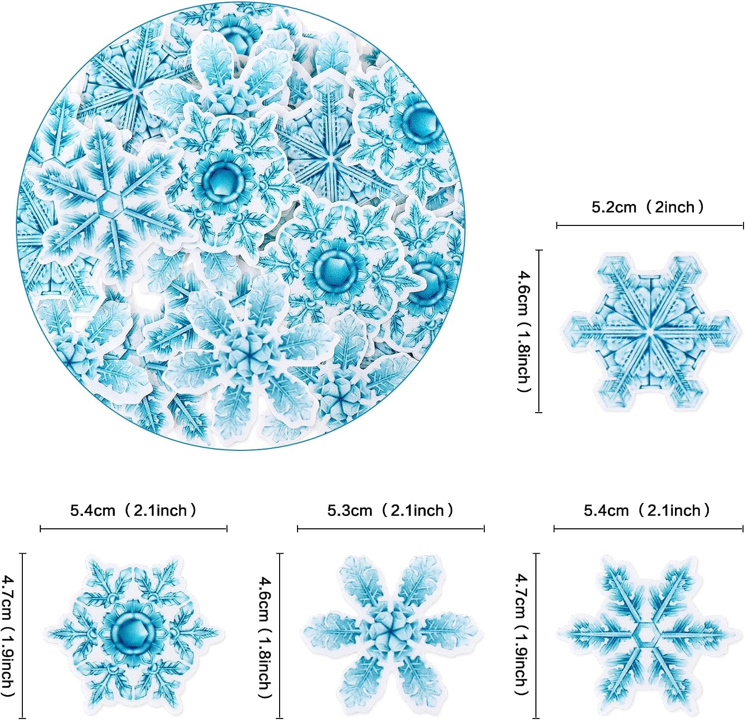 Detalle de Ercadio Edible Snowflake Cupcake Toppers, 40-Piece Wafer Rice Paper Set