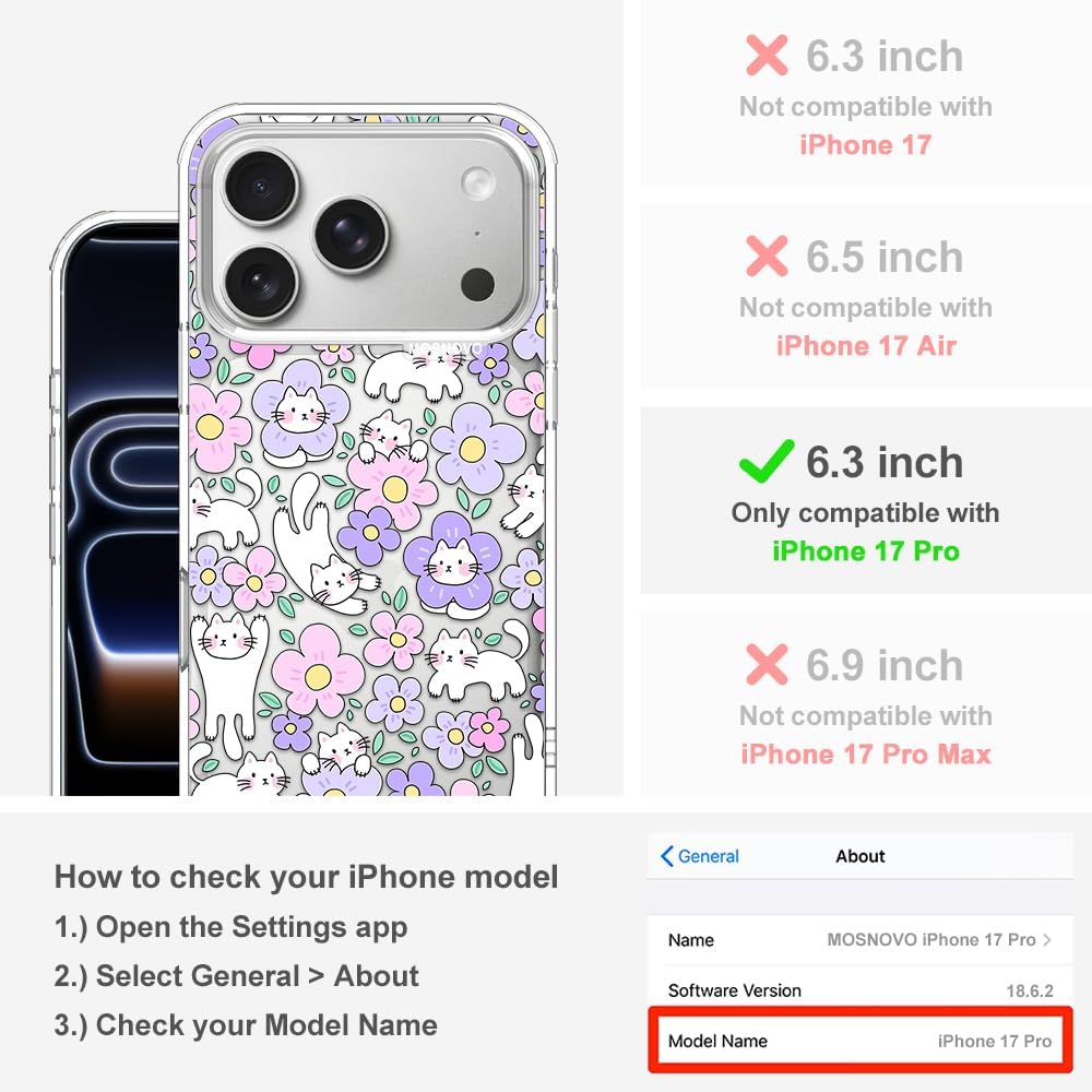 Detalle 2 de MOSNOVO Clear iPhone 17 Pro Case with Shockproof Protection and Camera Control