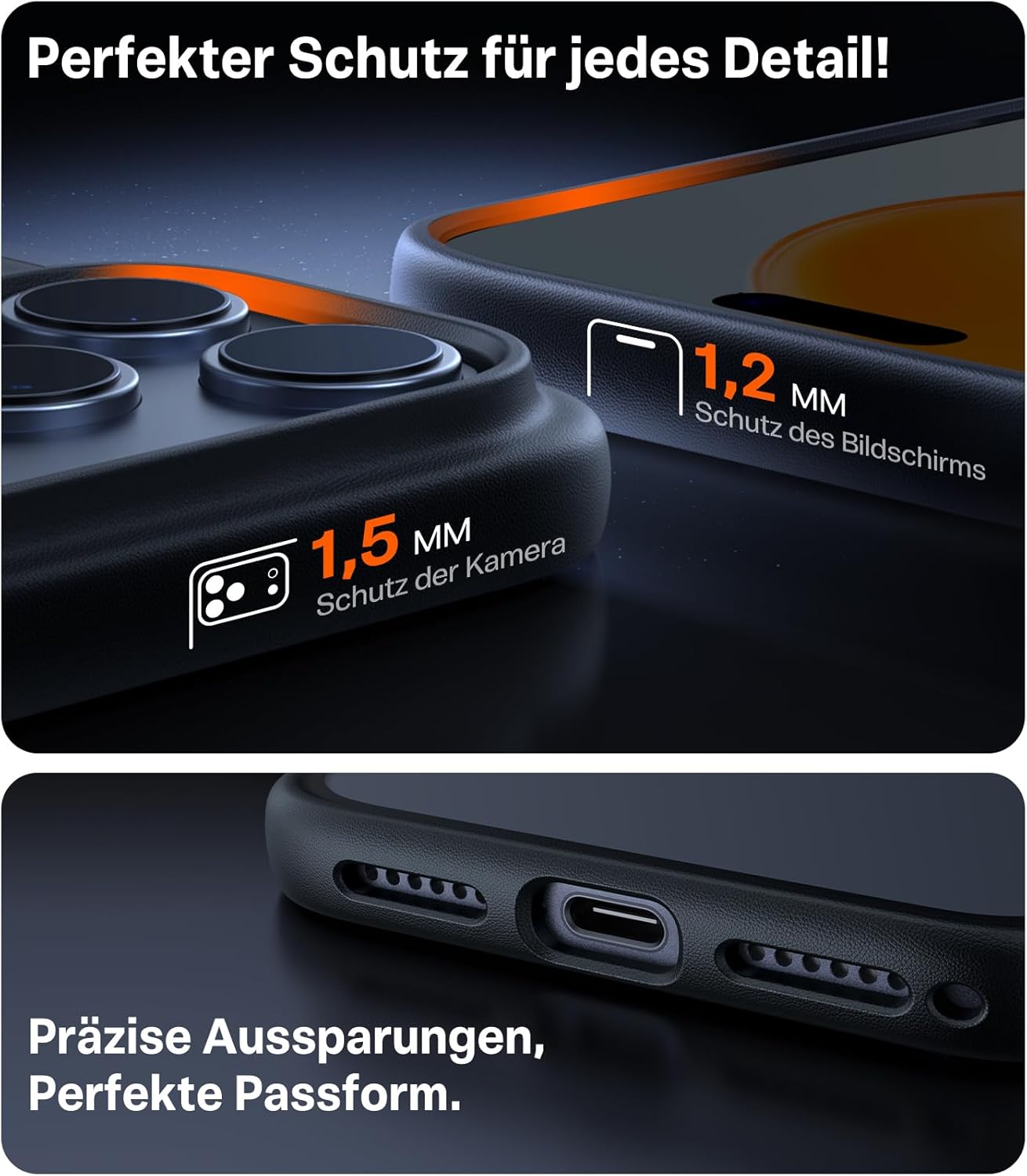 Thumbnail 3 de TORRAS Guardian Hülle für iPhone 17 Pro Max – Militärschutz, 360°-Kameraschutz, matt-transluzent