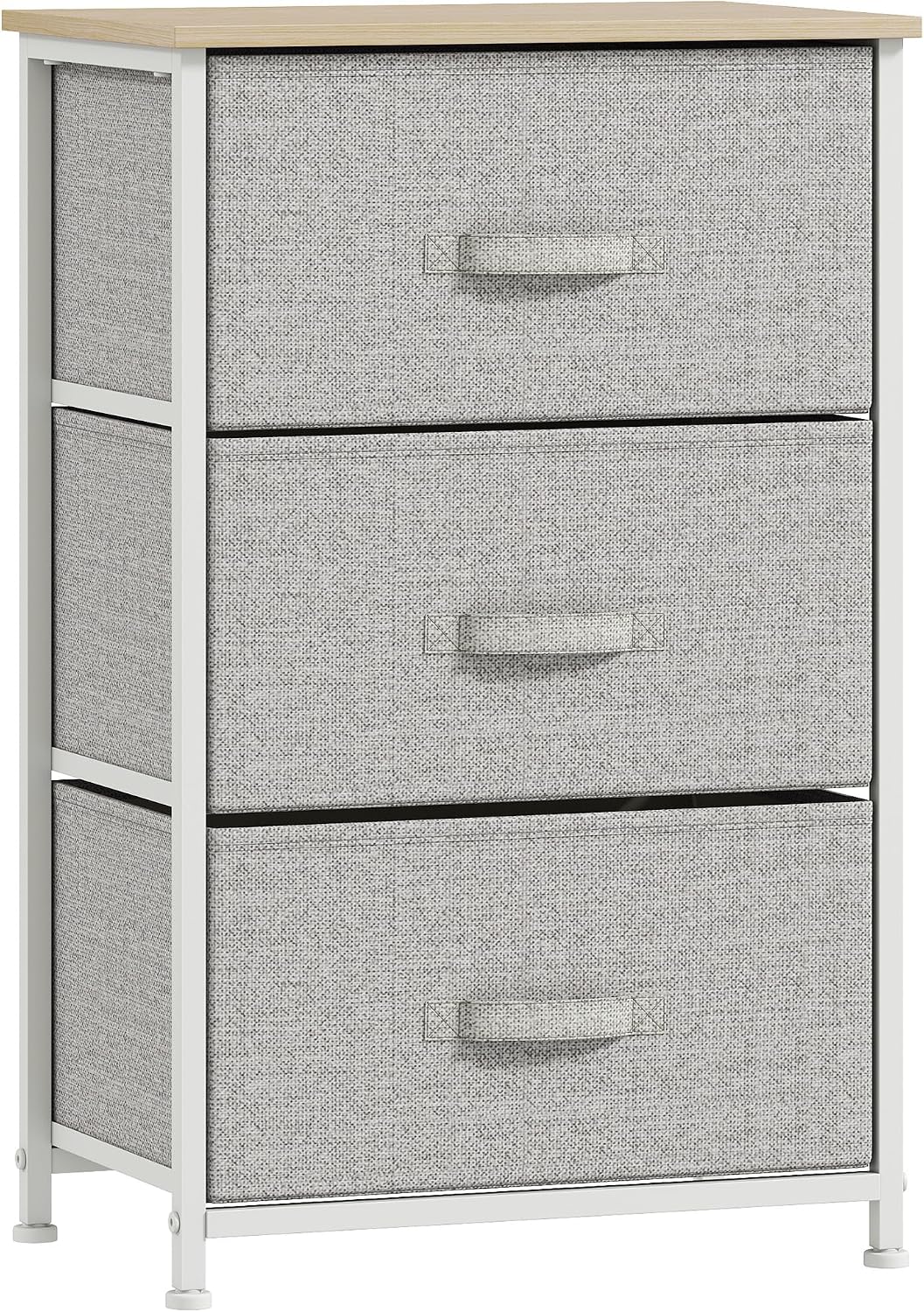 HOMCOM Commode 3 tiroirs en Tissu Gris