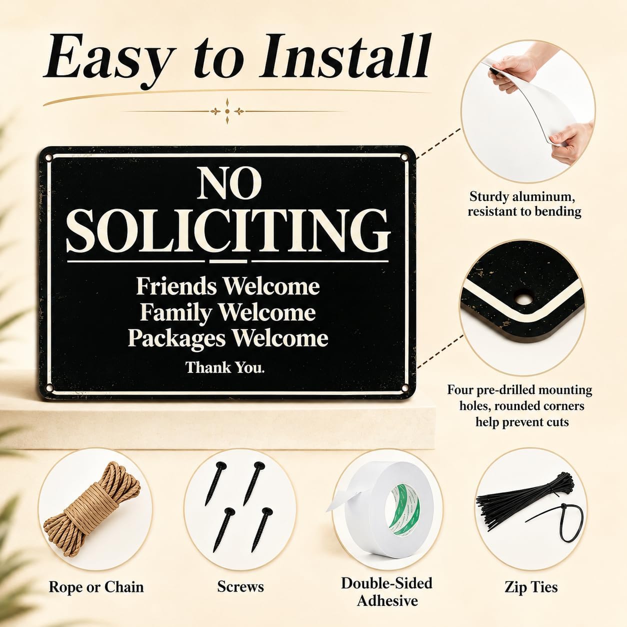 Detalle 2 de No Soliciting Door Sign, 8 x 12 Inch
