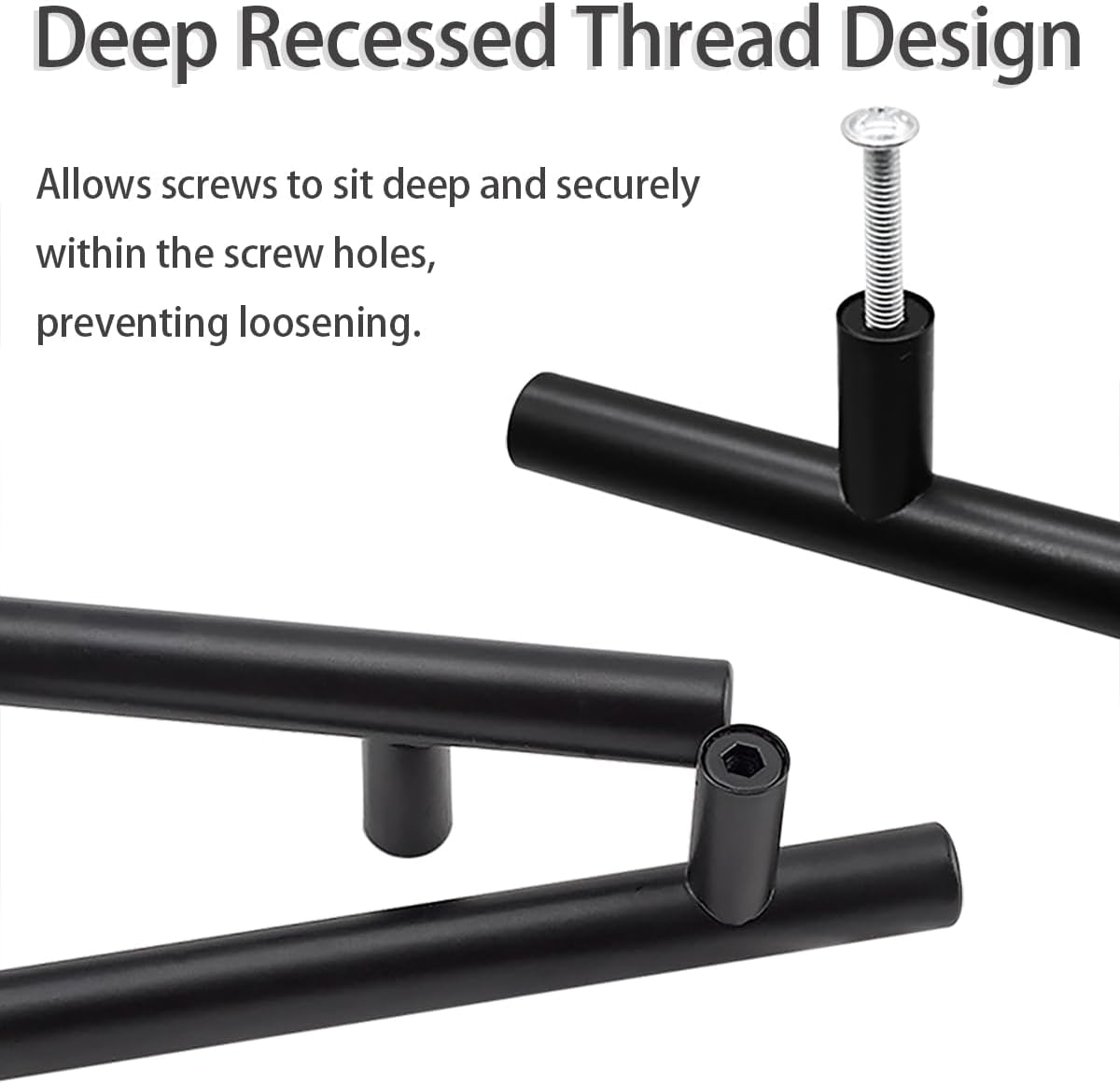 Thumbnail 2 de 20 Pack Black Stainless Steel T-Bar Handles for Kitchen Cabinets, 128mm Hole Centre