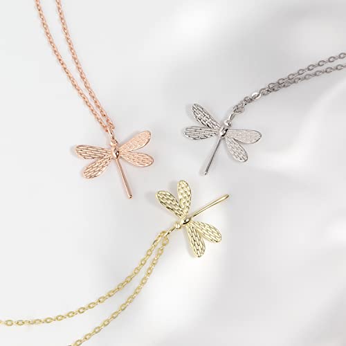 Thumbnail 2 de Collana con ciondolo libellula in argento Sterling 925 – Meissa, plissettata in oro rosa