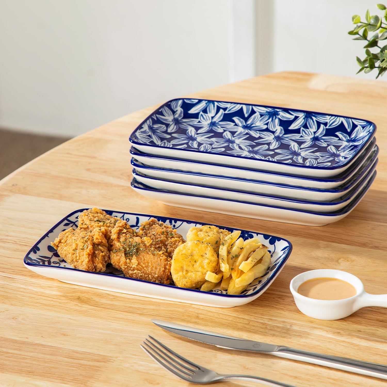 Detalle de vancasso Rectangular Salad Plates, 8.5 x 5.1 inches