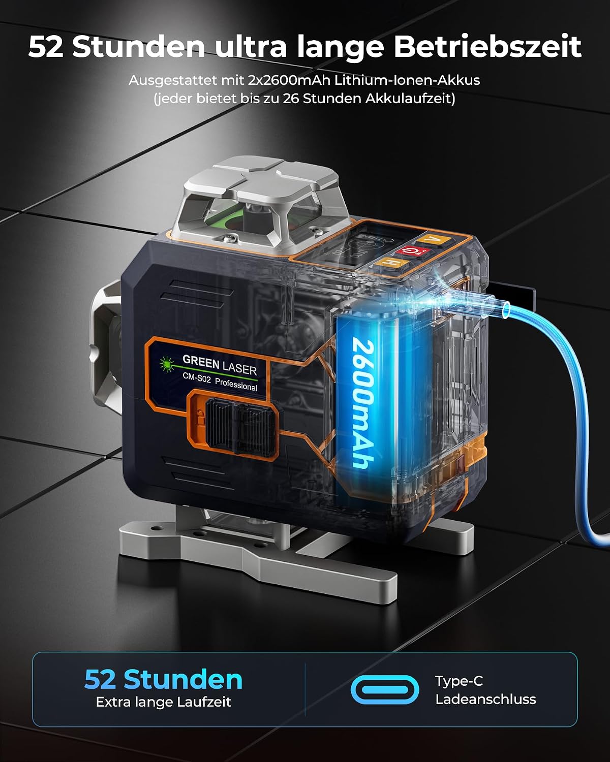 Thumbnail 5 de Kreuzlinienlaser 4x360, CIGMAN APP Intelligente Selbstnivellierung – Grün für Innenbereich (CM-S02)