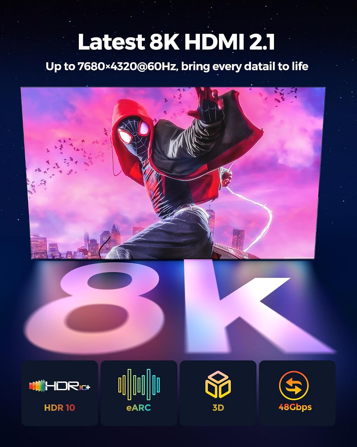 Detalle 2 de Silkland 8K HDMI 2.1 Kabel 2m