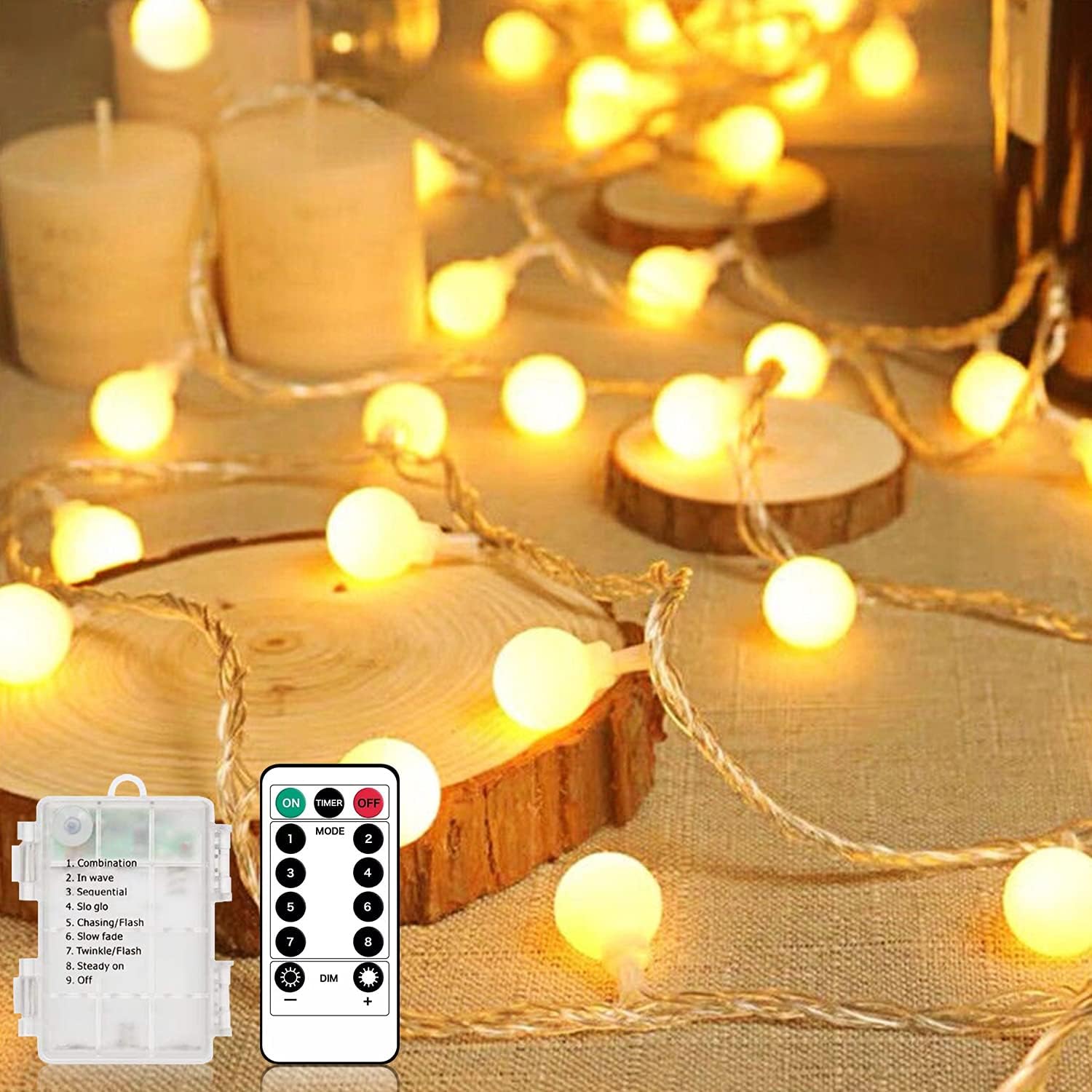 Detalle de Liyade lichtsnoer voor buiten, 100 warmwitte leds, 10,5 m, IP65