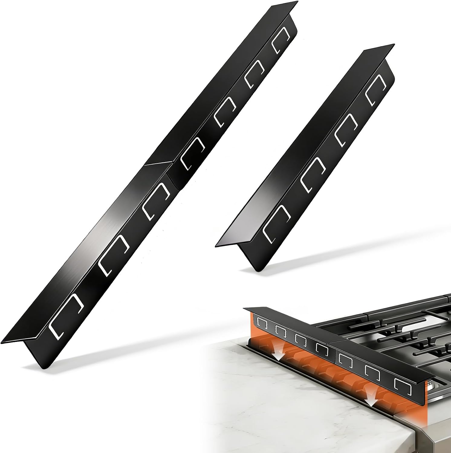 Detalle de DVYY T design stove gap covers, adjustable stainless steel 2-pack, 13.8–27.5 in.