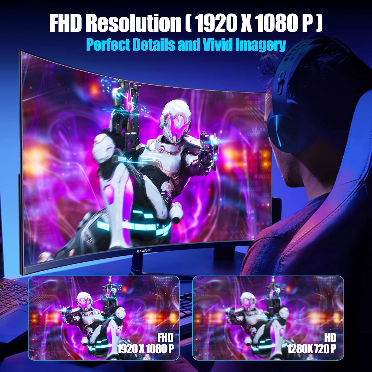Detalle 2 de Gawfolk Gaming Monitor 27" QHD 120Hz display
