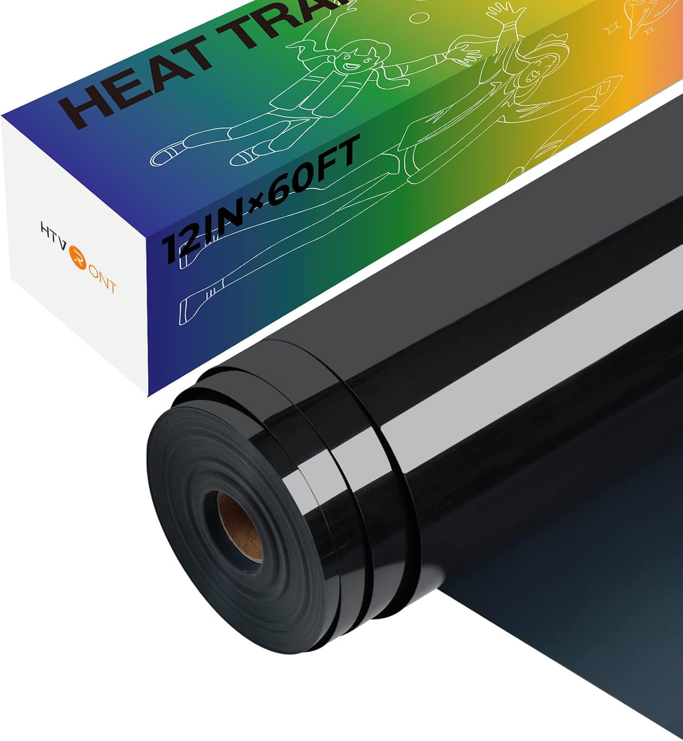Detalle de HTVRONT Black Heat Transfer Vinyl Roll, 12 x 60 ft