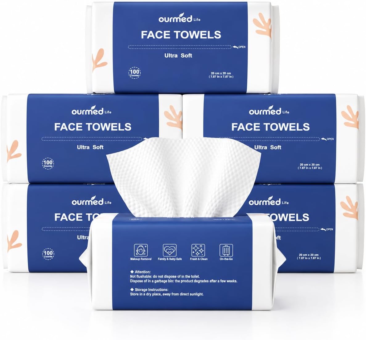Detalle de ourmed life Face Towels-600CT Disposable Facial Towels, Biodegradable Paper
