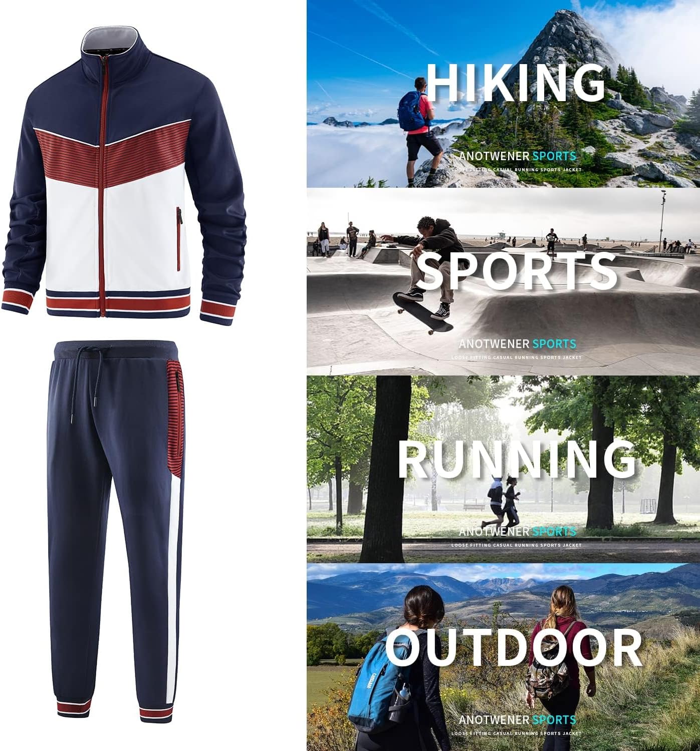 Thumbnail 5 de ANOTWENER Trainingsanzug-Set Herren mit Reißverschluss
